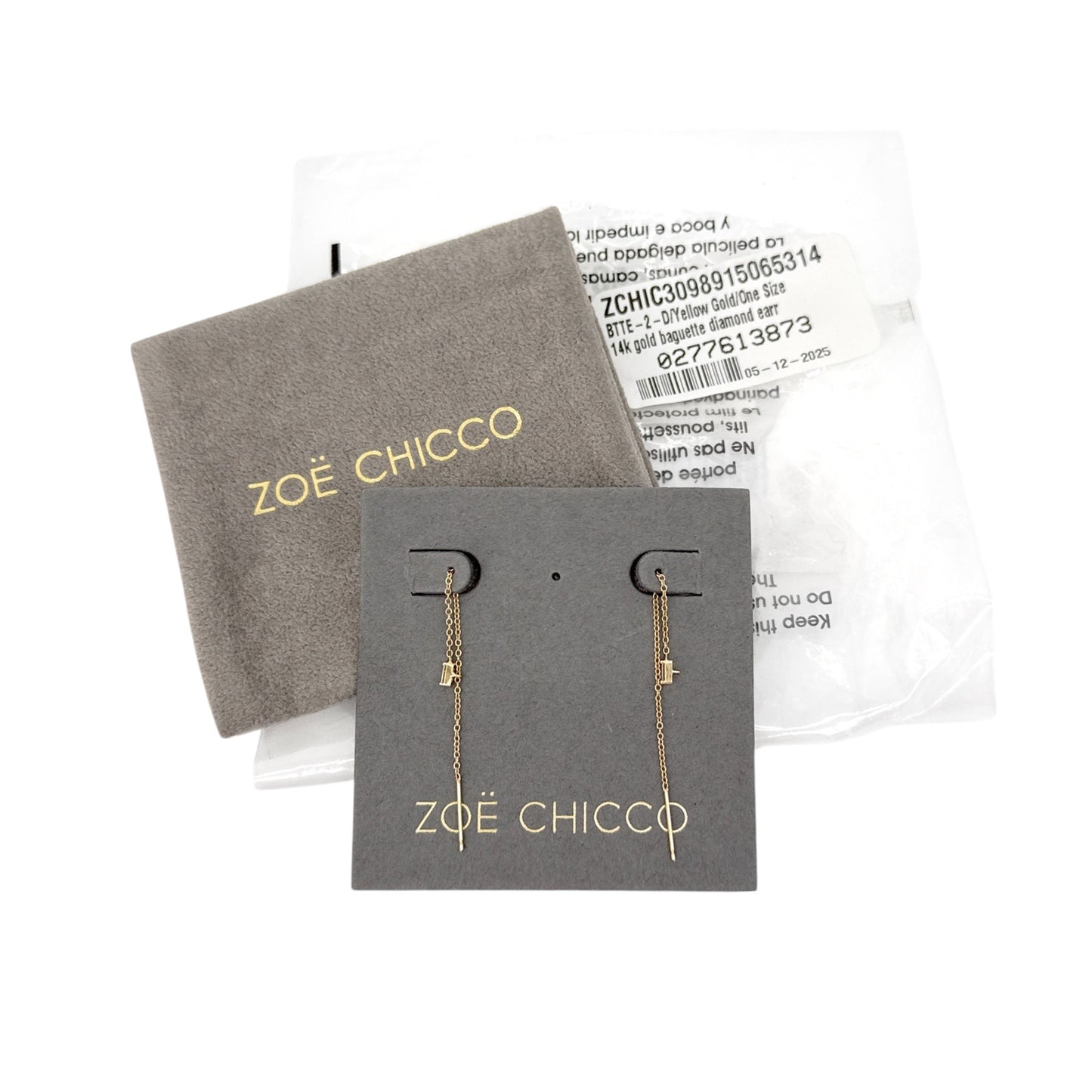 ZOE CHICCO 14k Gold Baguette Diamond Earrings