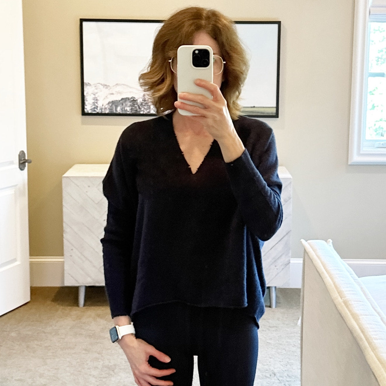 27 MILES Cashmere V-Neck Sweater Navy XS