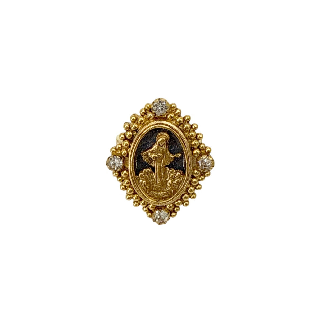 VIRGINS SAINTS & ANGELS VSA Petite Oval Cloister Fatima Ring in Gold 7