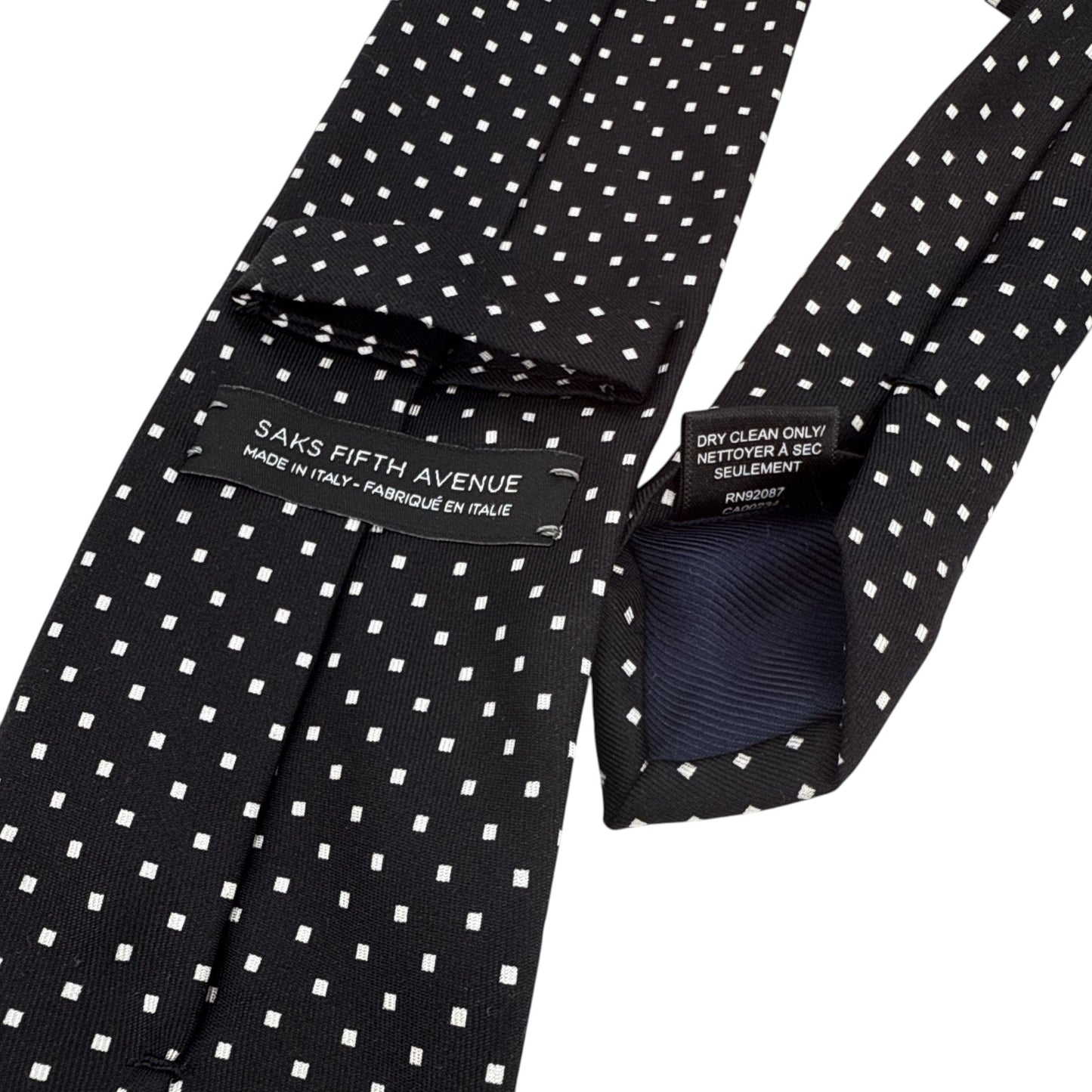 SAKS FIFTH AVENUE Silk Tie in Black & White