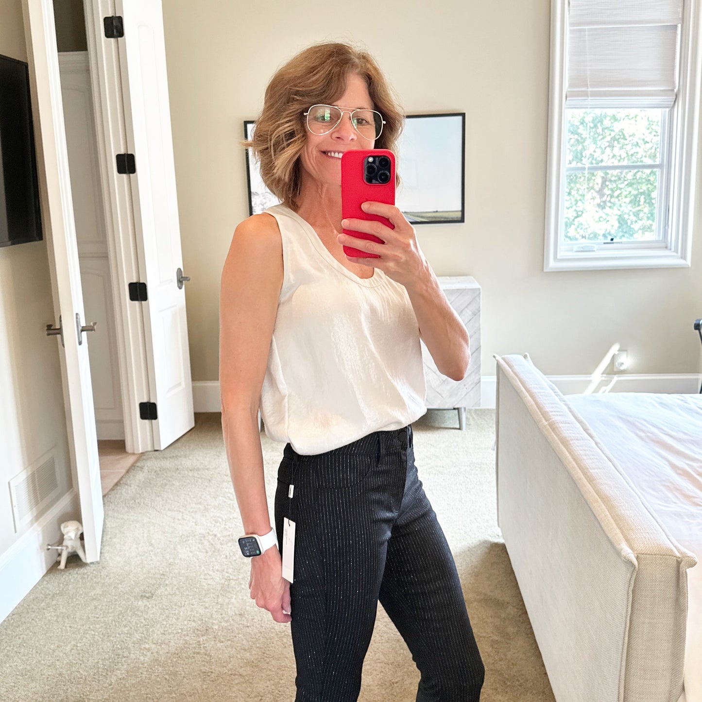 DIANE von FURSTENBERG DVF Emilia Crushed Metallic Tank in Silver S