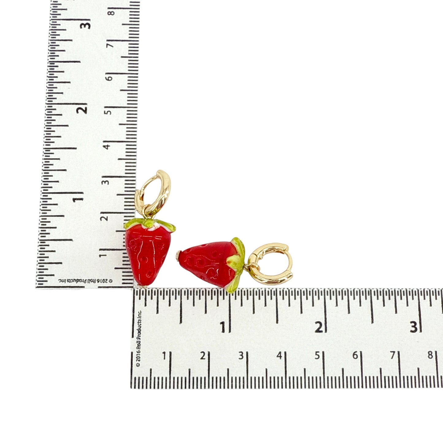 ANTHROPOLOGIE Icon Charm Huggie Hoop Earrings Strawberry