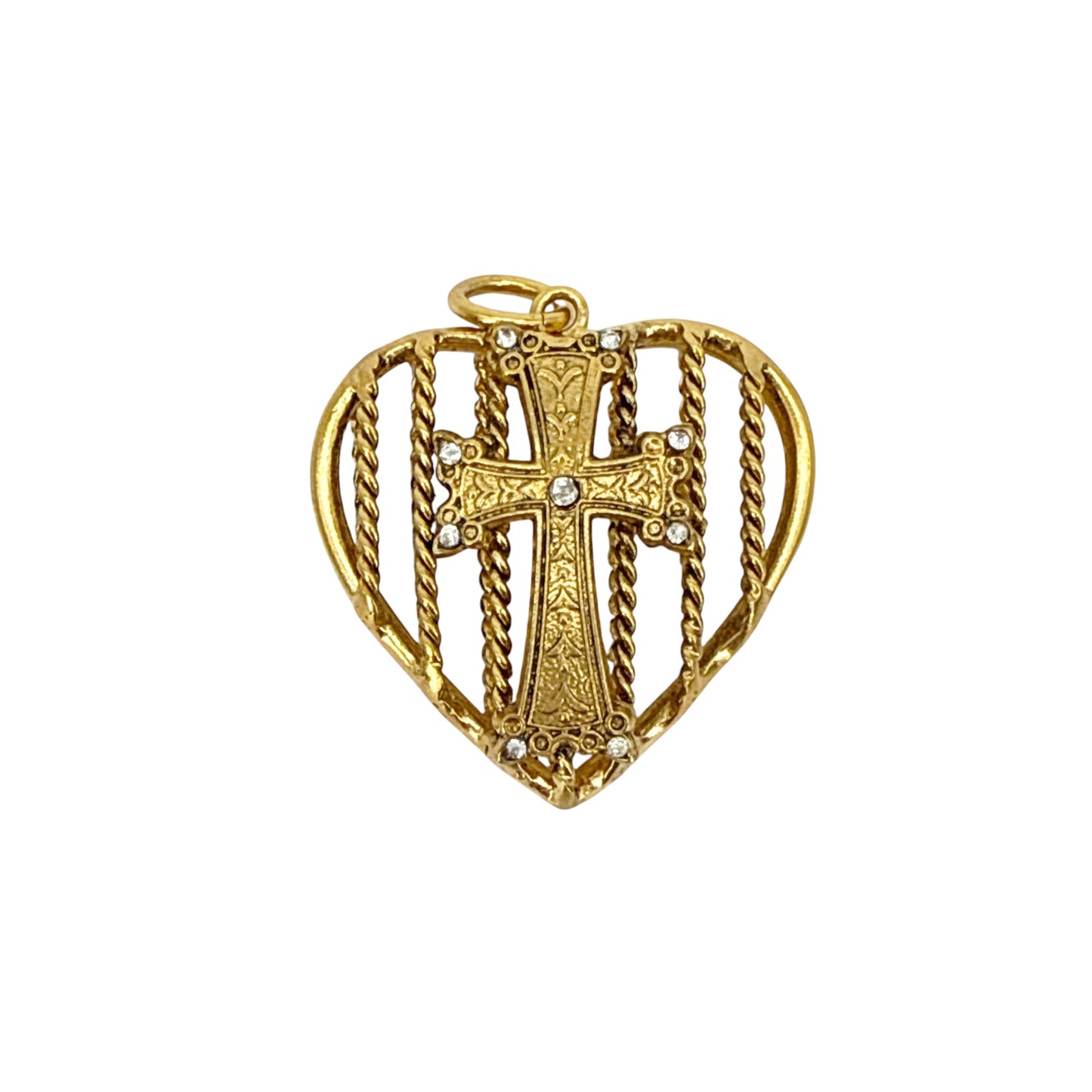 VIRGINS SAINTS & ANGELS VSA Caged Heart Cross Charm