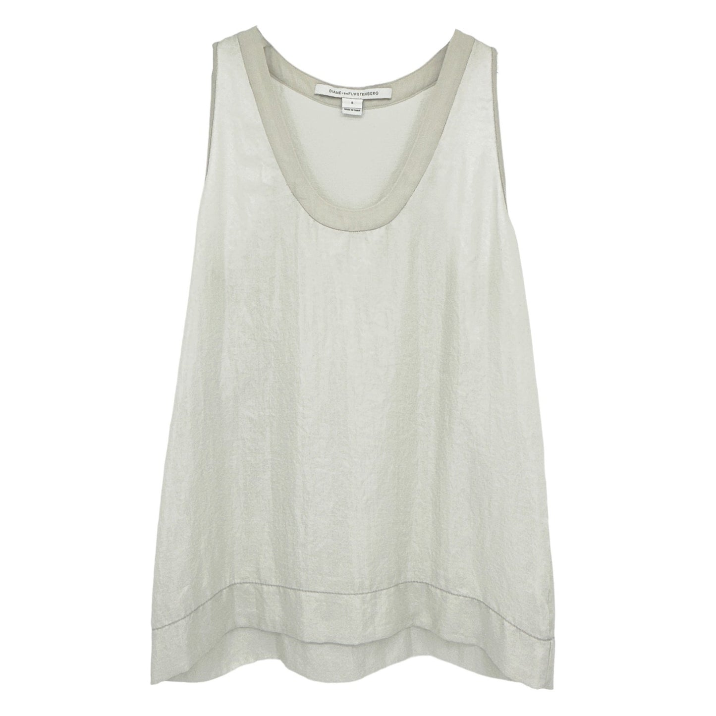 DIANE von FURSTENBERG DVF Emilia Crushed Metallic Tank in Silver S