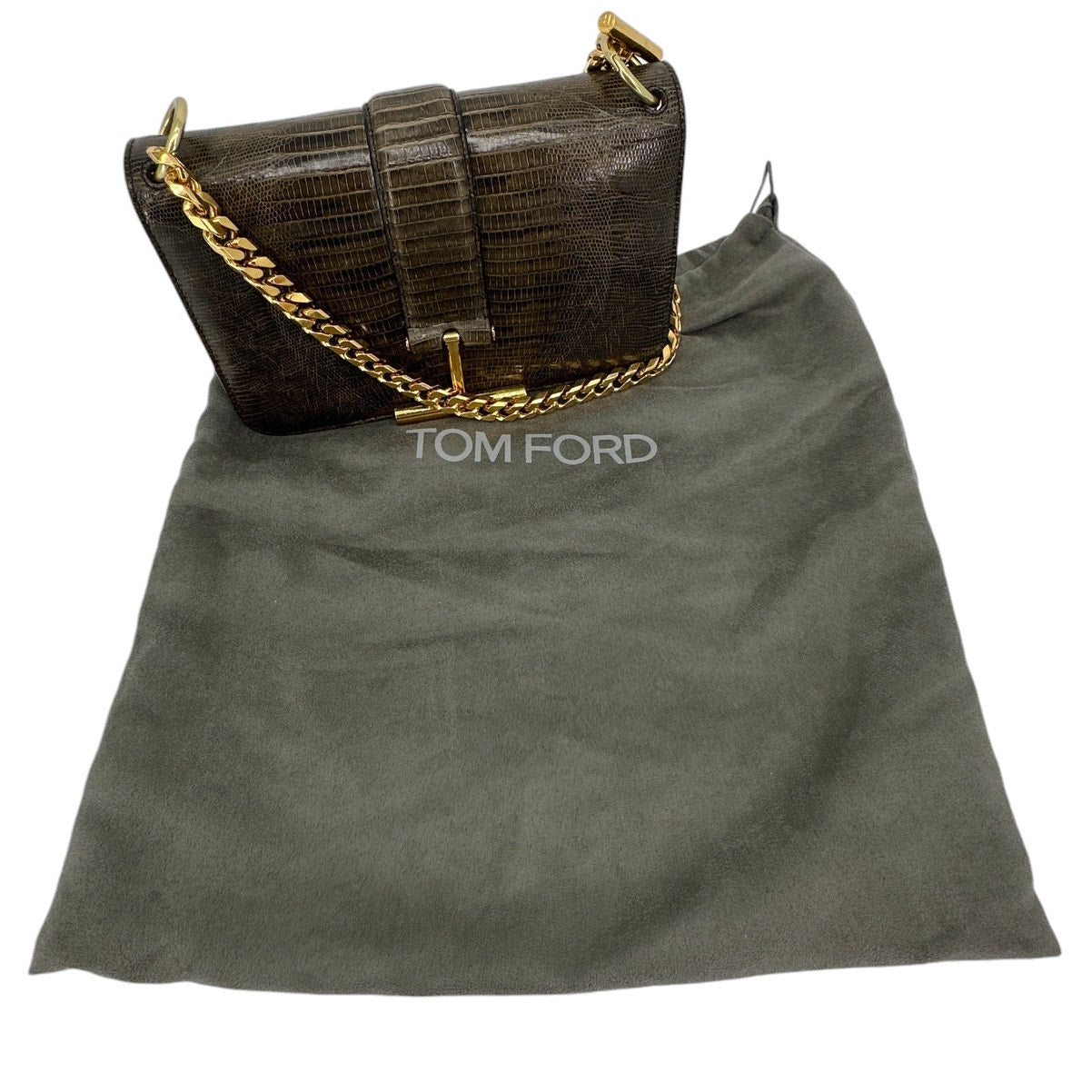 TOM FORD Tara Chain Tejus Lizard Shoulder Bag