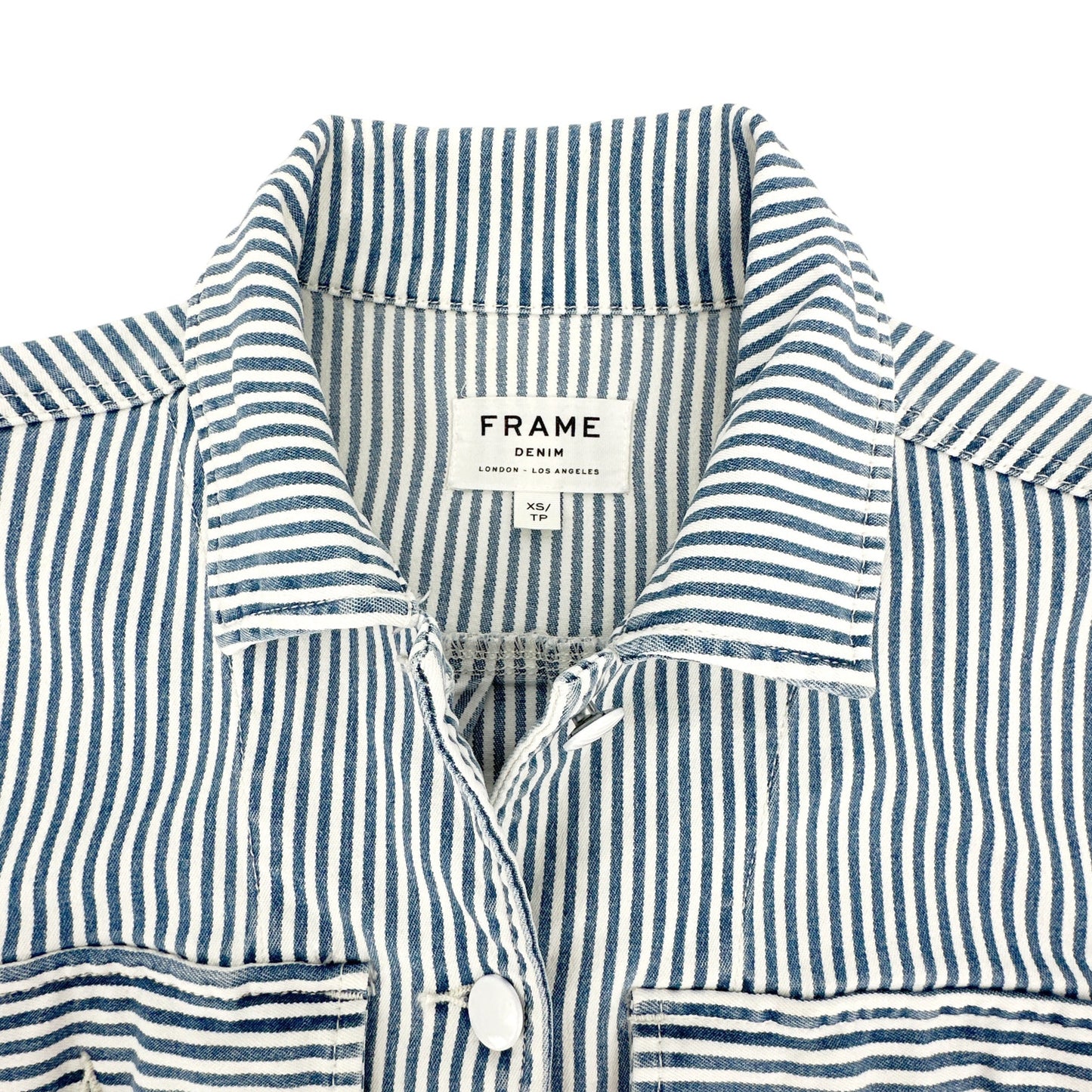 FRAME Engineer Striped Denim Shirt Jacket XS