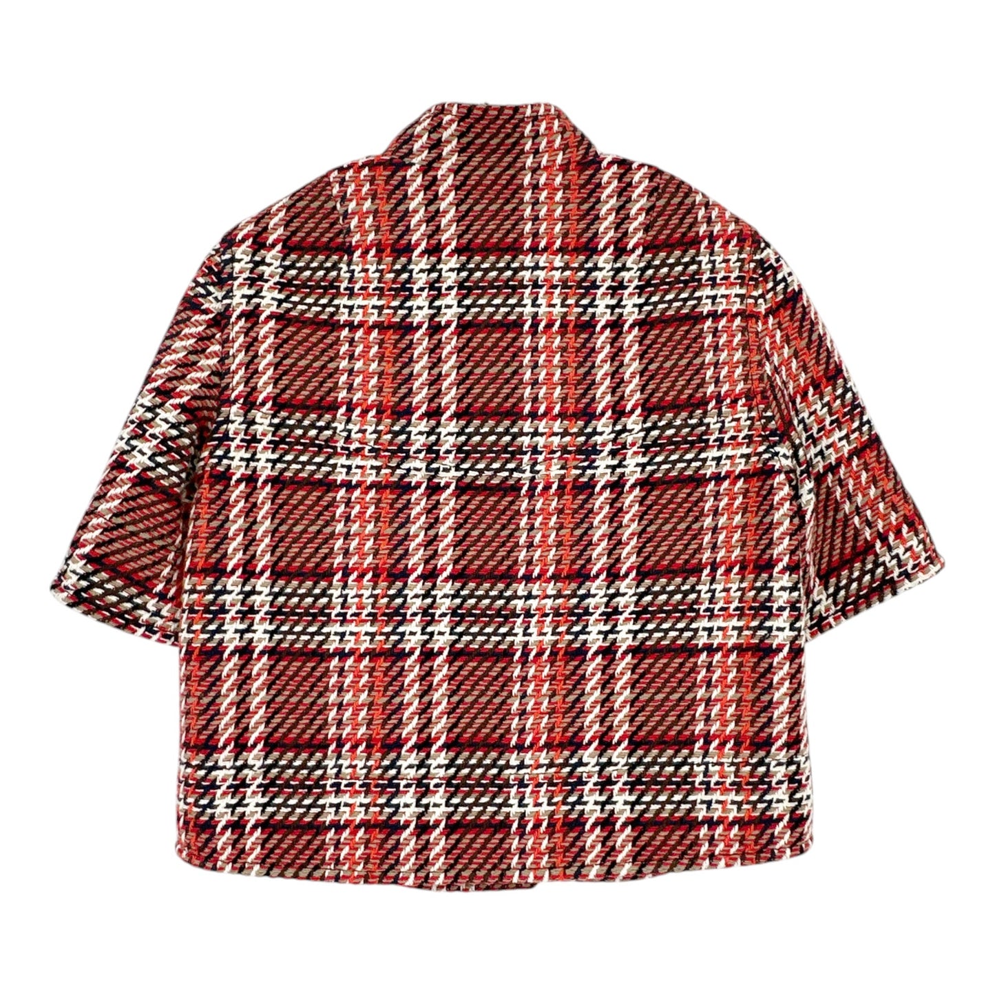 AKRIS PUNTO Check Tweed Short-sleeve A-line Crop Jacket FR38