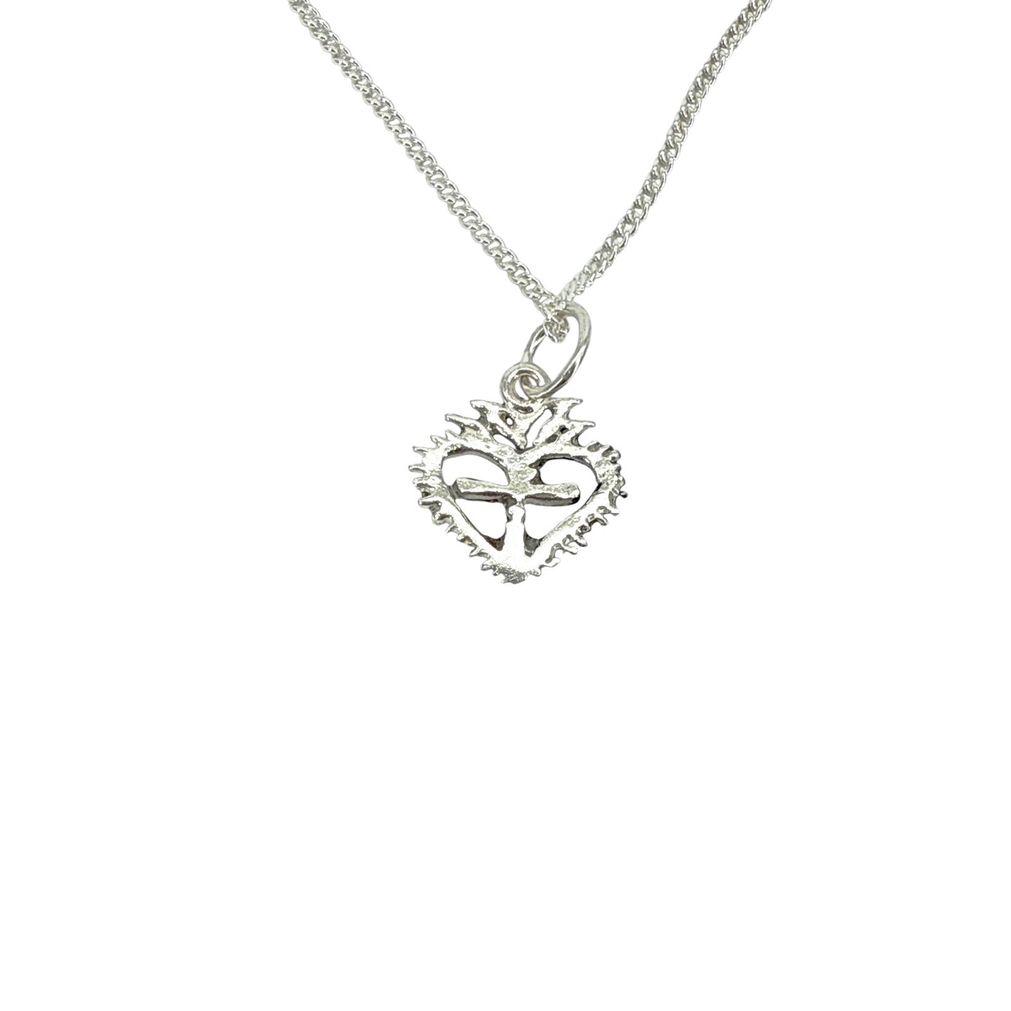 VIRGINS SAINTS & ANGELS VSA Sacred Heart Logo Charm Necklace in Silver