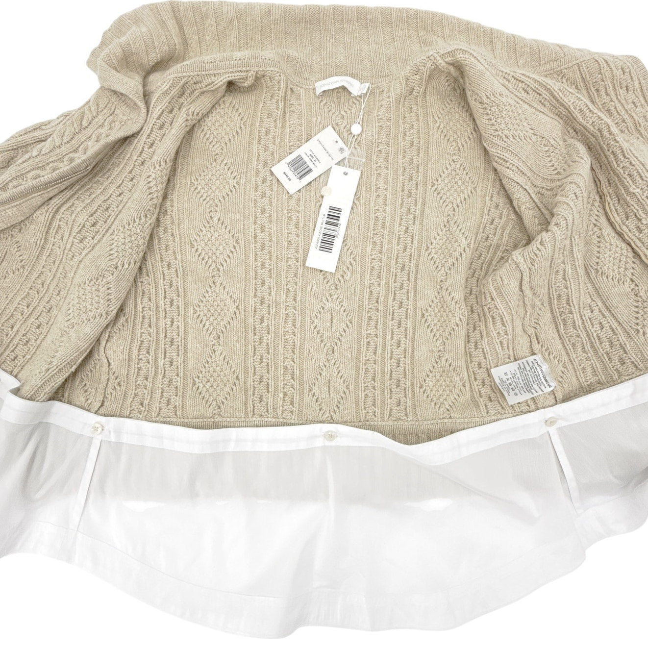 JONATHAN SIMKHAI Davina Patchwork Cardigan Jacket in Bone Multi M