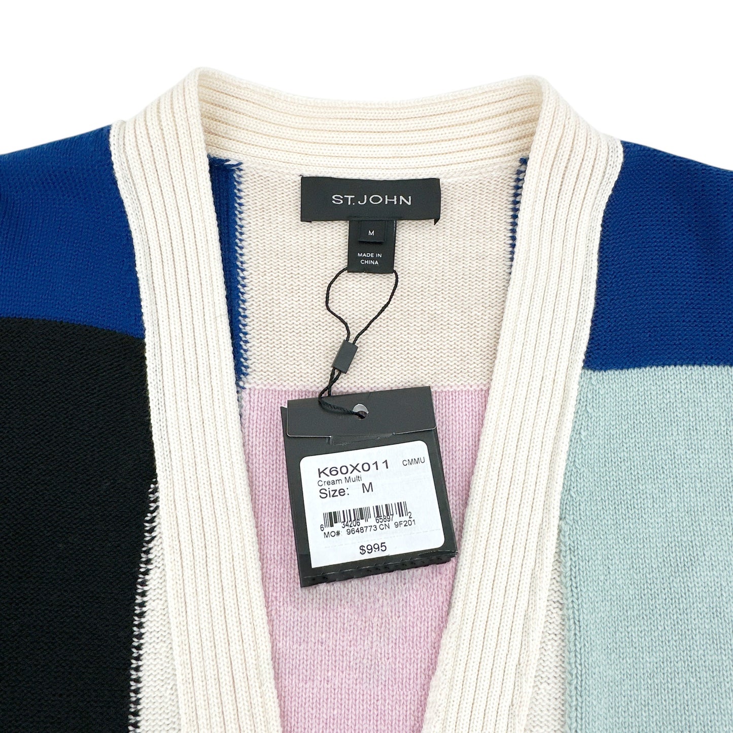 ST. JOHN Colorblock Cashmere Blend Cardigan M
