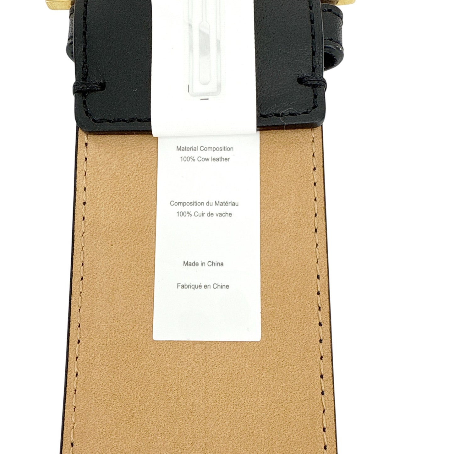 POLO RALPH LAUREN Elongated-Buckle Leather Belt in Black & Gold S