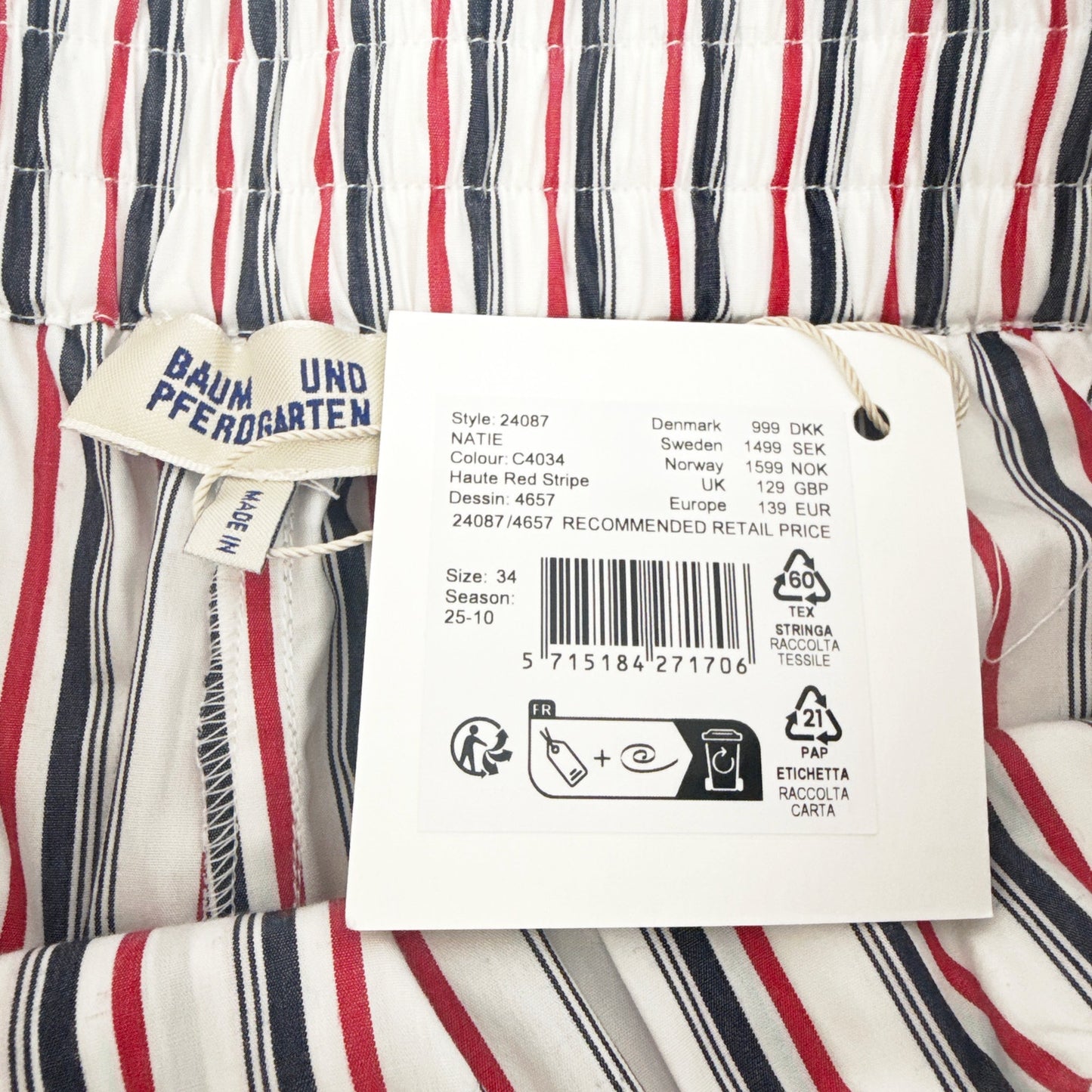 BAUM UND PFERDGARTEN Natie Shorts Haute Red Stripe FR34|US2|XS