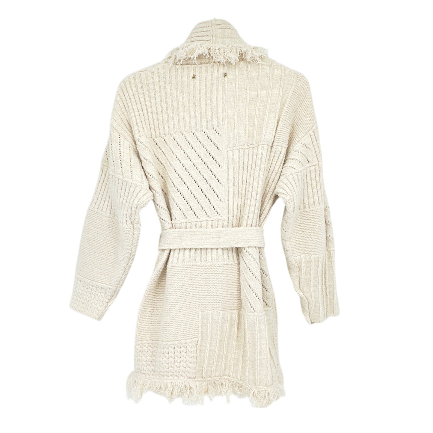 GOLDEN GOOSE Journey Knit Belted Cardigan in Papyrus M