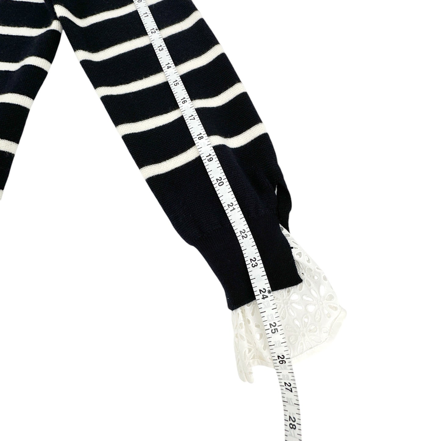 3.1 PHILLIP LIM Sailor Stripe Lace Cuff Sweater S