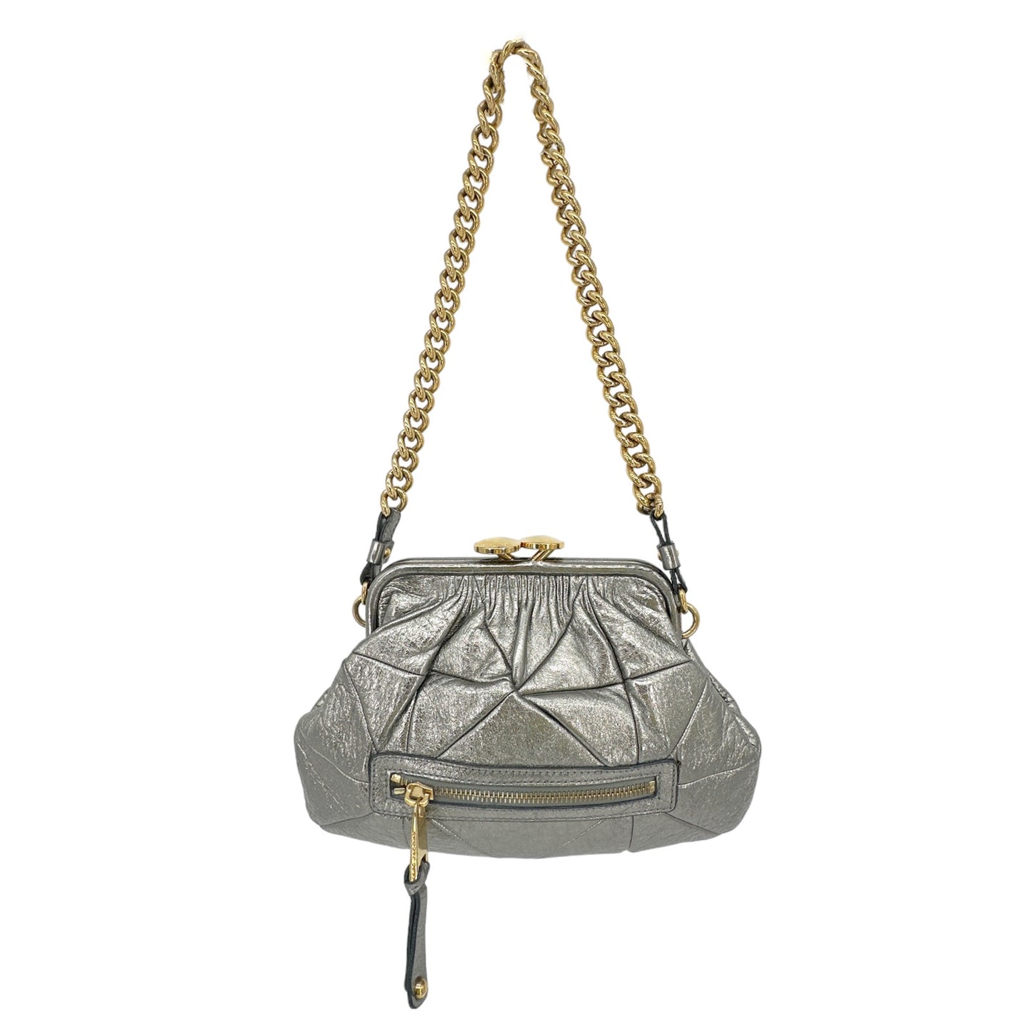 MARC JACOBS Collection Patchwork Metallic Leather Little Stam Bag in Silver