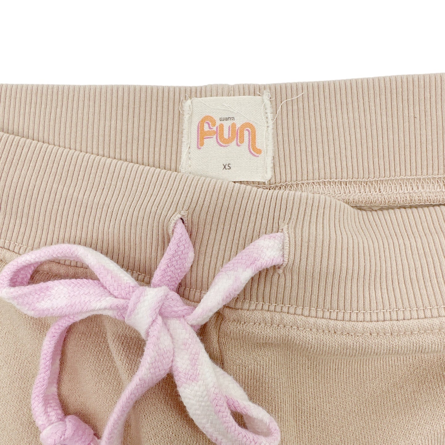 WARM FUN Half Undone Sweatpants in Tan XS