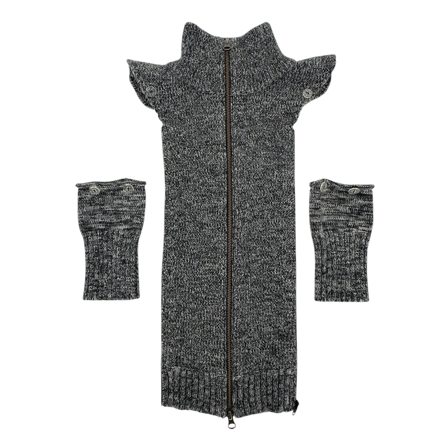 VERONICA BEARD Uptown Black Mélange Wool Dickey & Cuffs