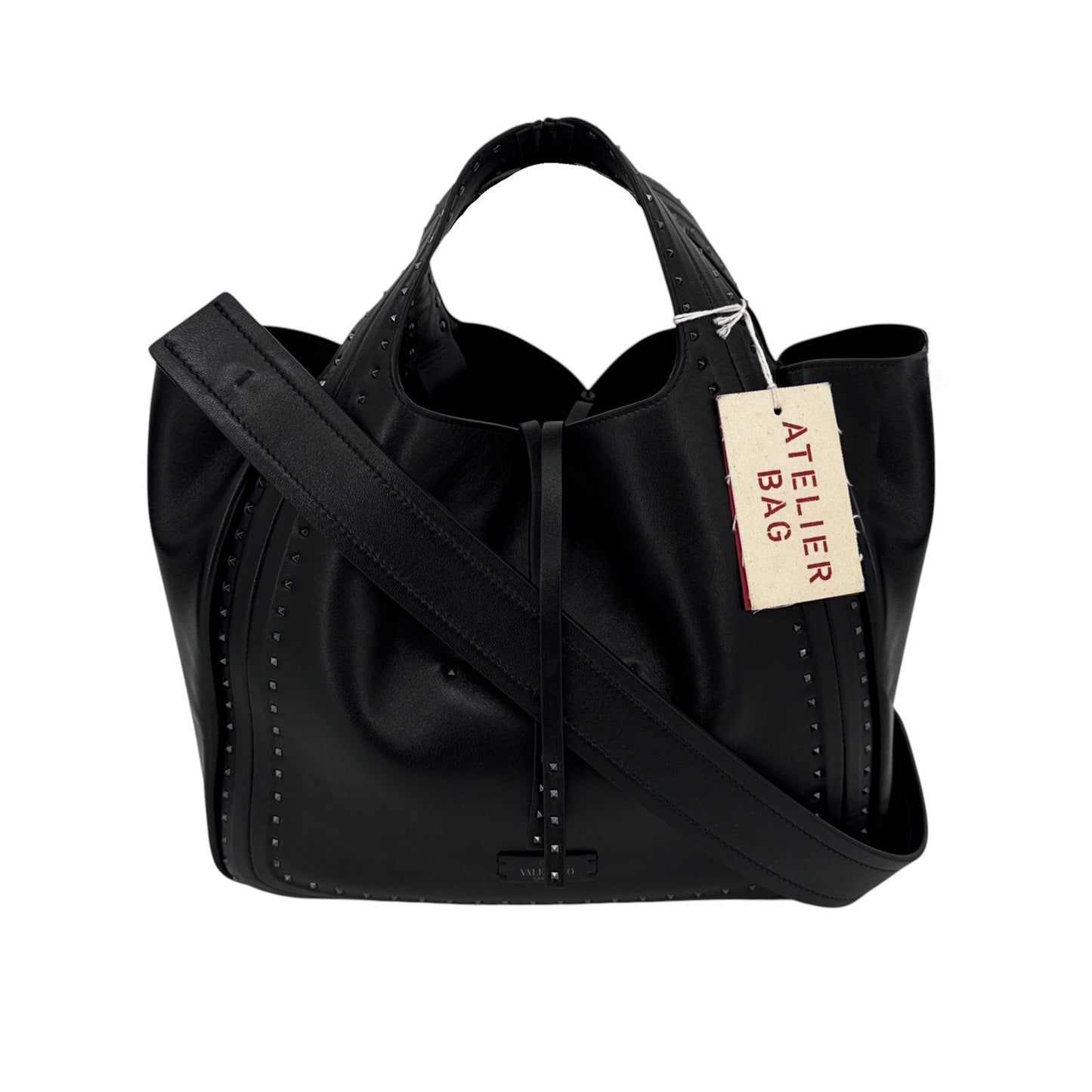 VALENTINO GARAVANI Small Atelier Bag 01 Metal Stitch Edition Tote Bag In Black