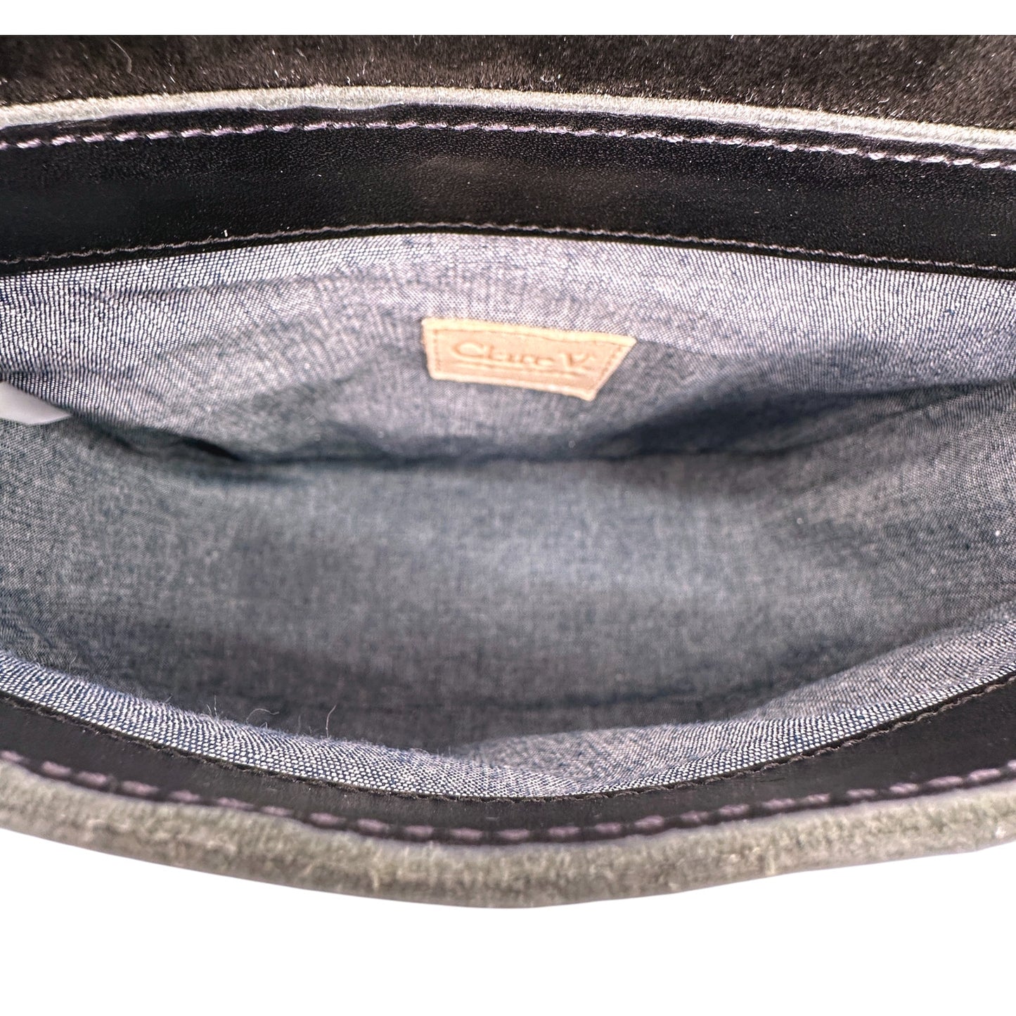 CLARE V. Turnlock Louis in Black with Crossbody Strap Navy & Red Checker