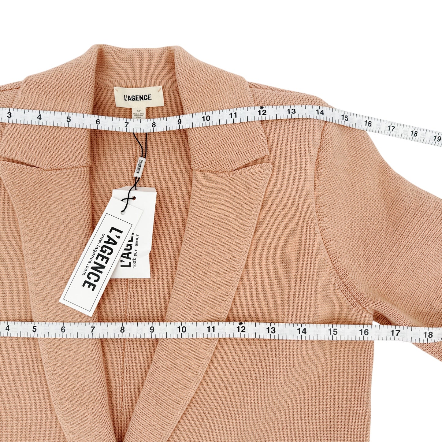 L'AGENCE Sofia Knit Blazer in Dusty Pink S