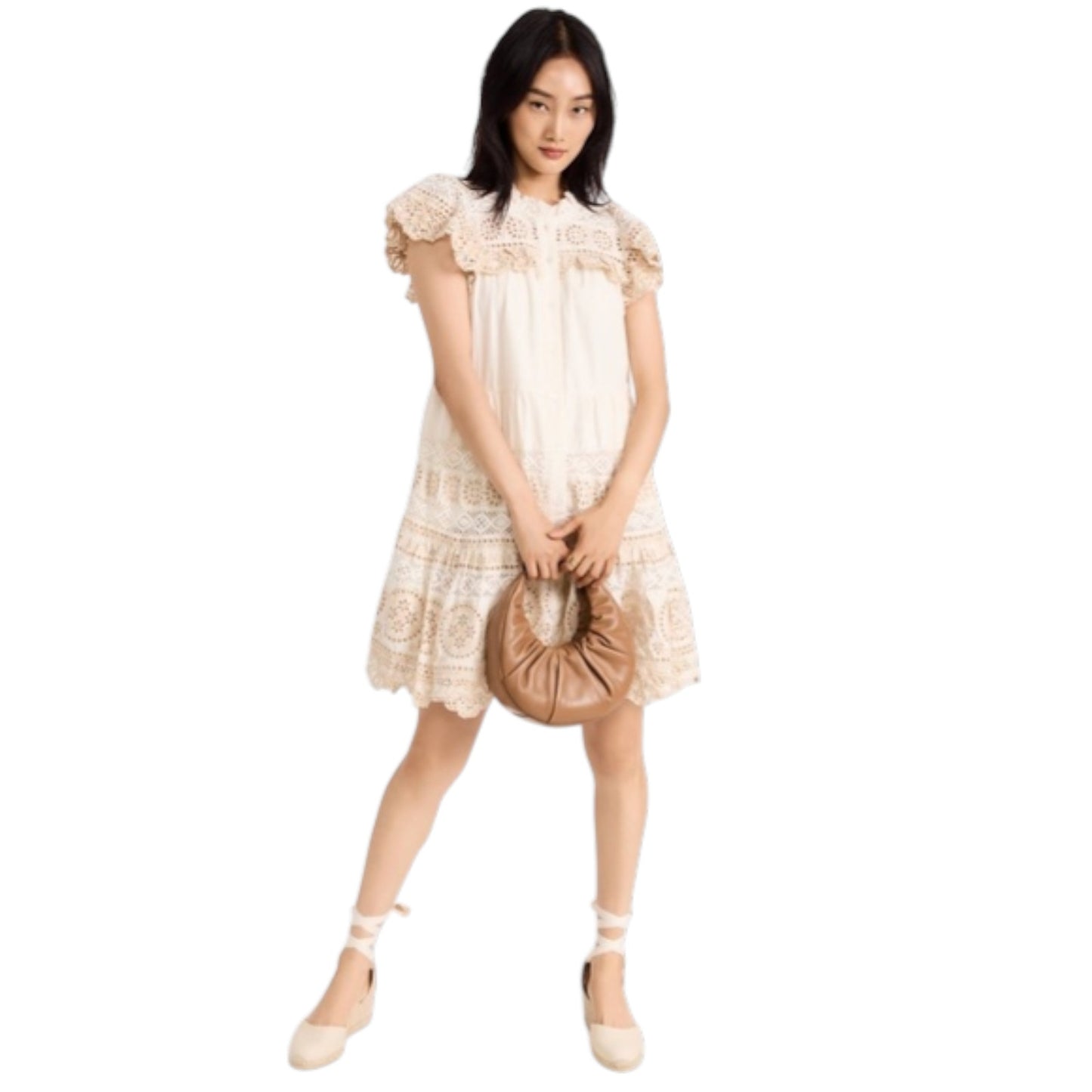 SEA NEW YORK Evie Eyelet Tunic Dress in Cream XS