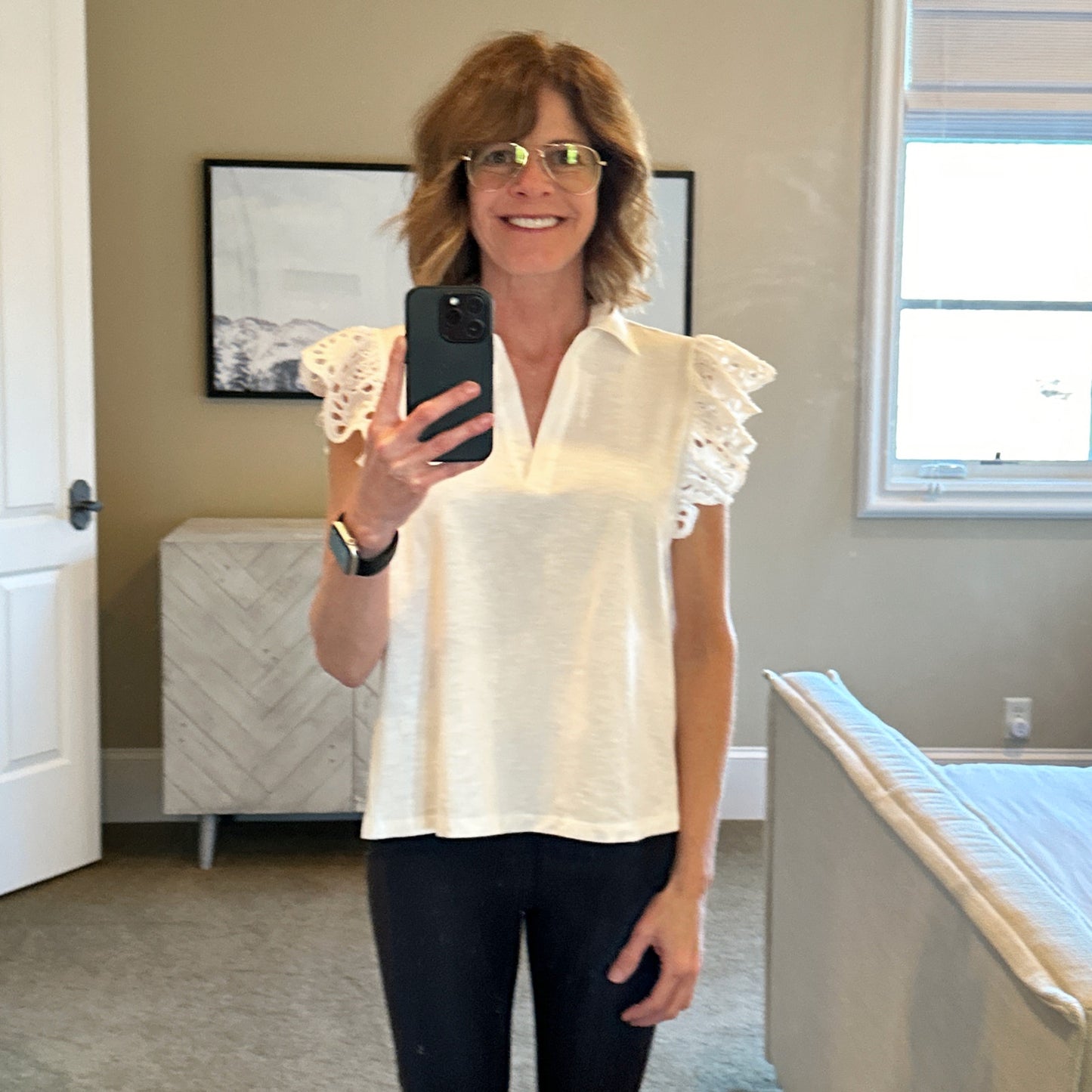 DESIGN HISTORY Eyelet Sleeve Top M