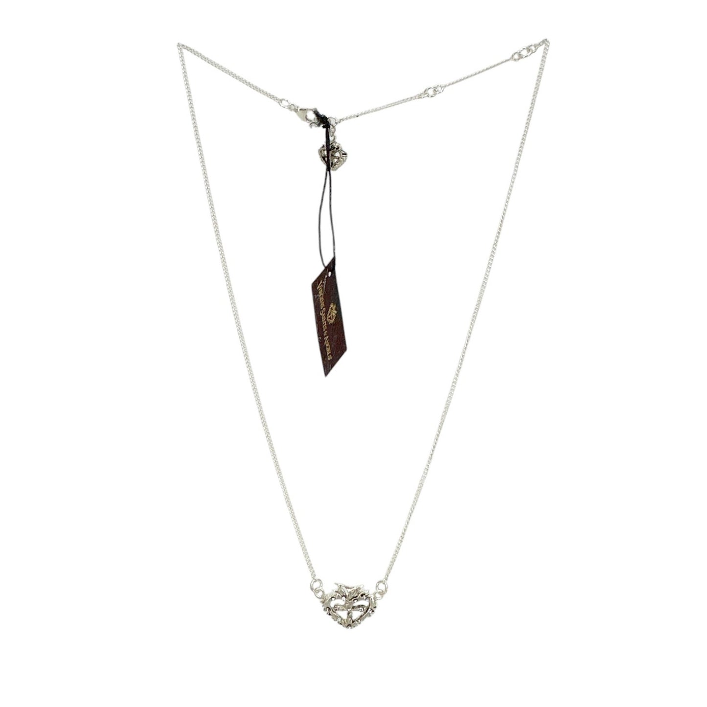 VIRGINS SAINTS & ANGELS VSA Queen of Hearts Petite Crystal Logo Necklace Silver