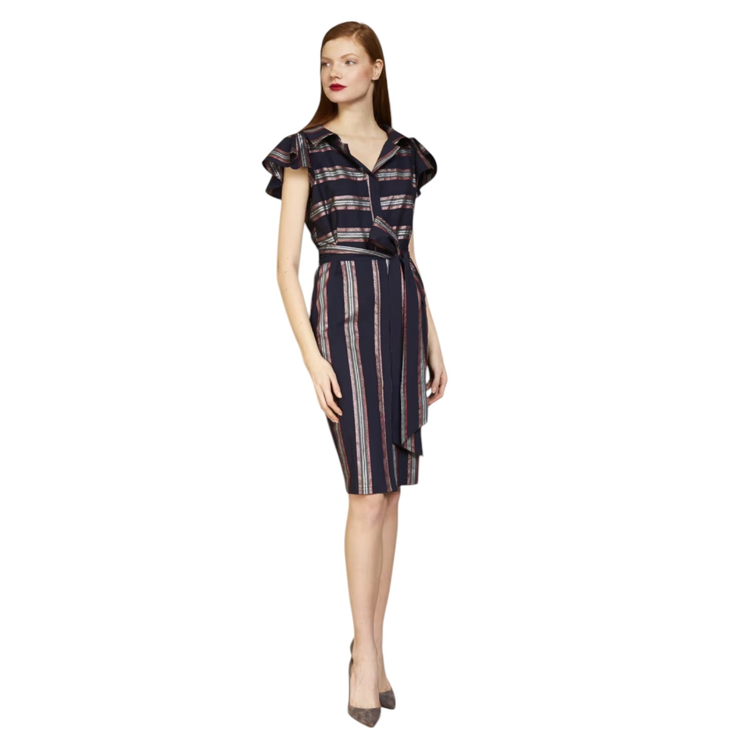 BADGLEY MISCHKA Stripe Button Down Dress 0
