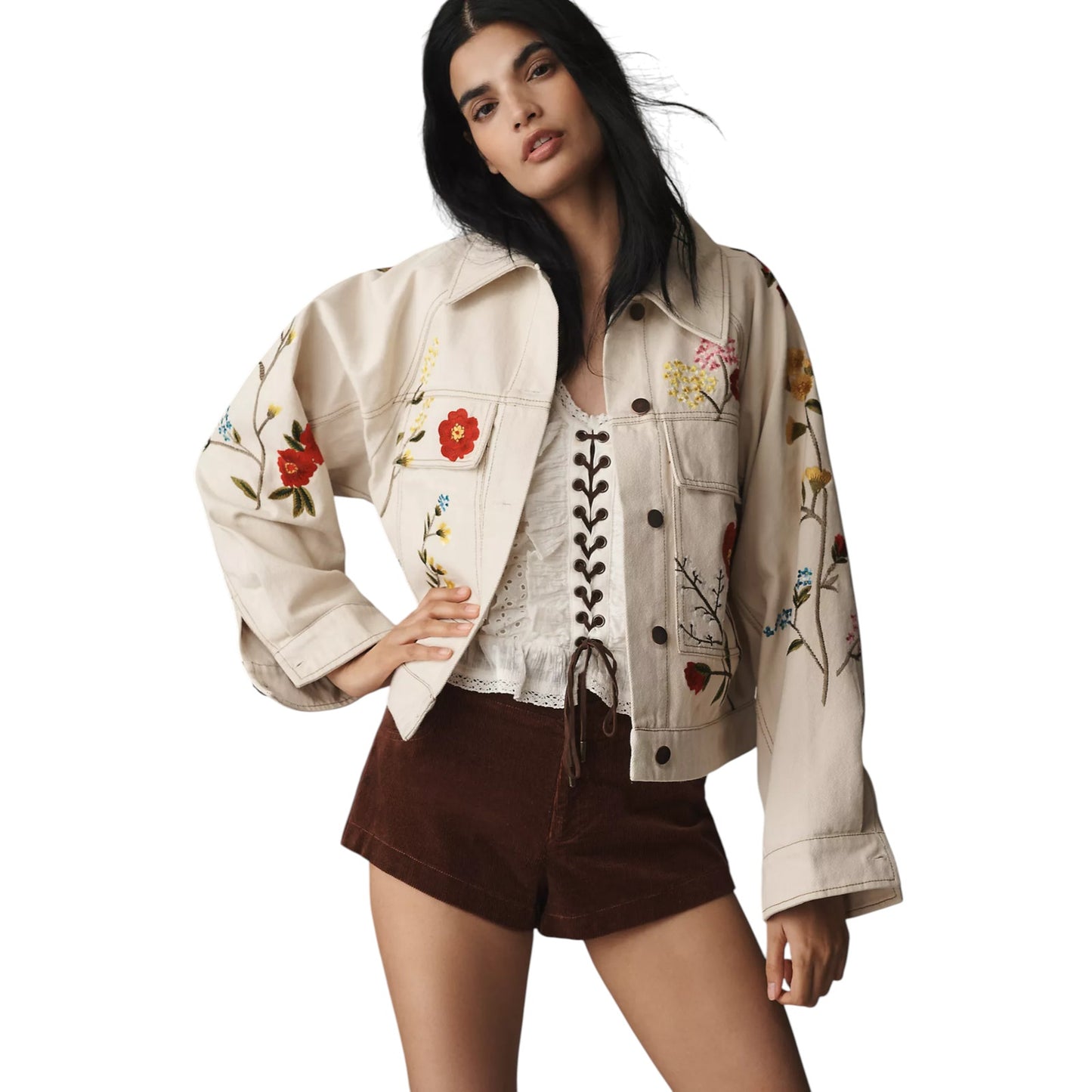 ANTHROPOLOGIE Floral Embroidered Jacket XS