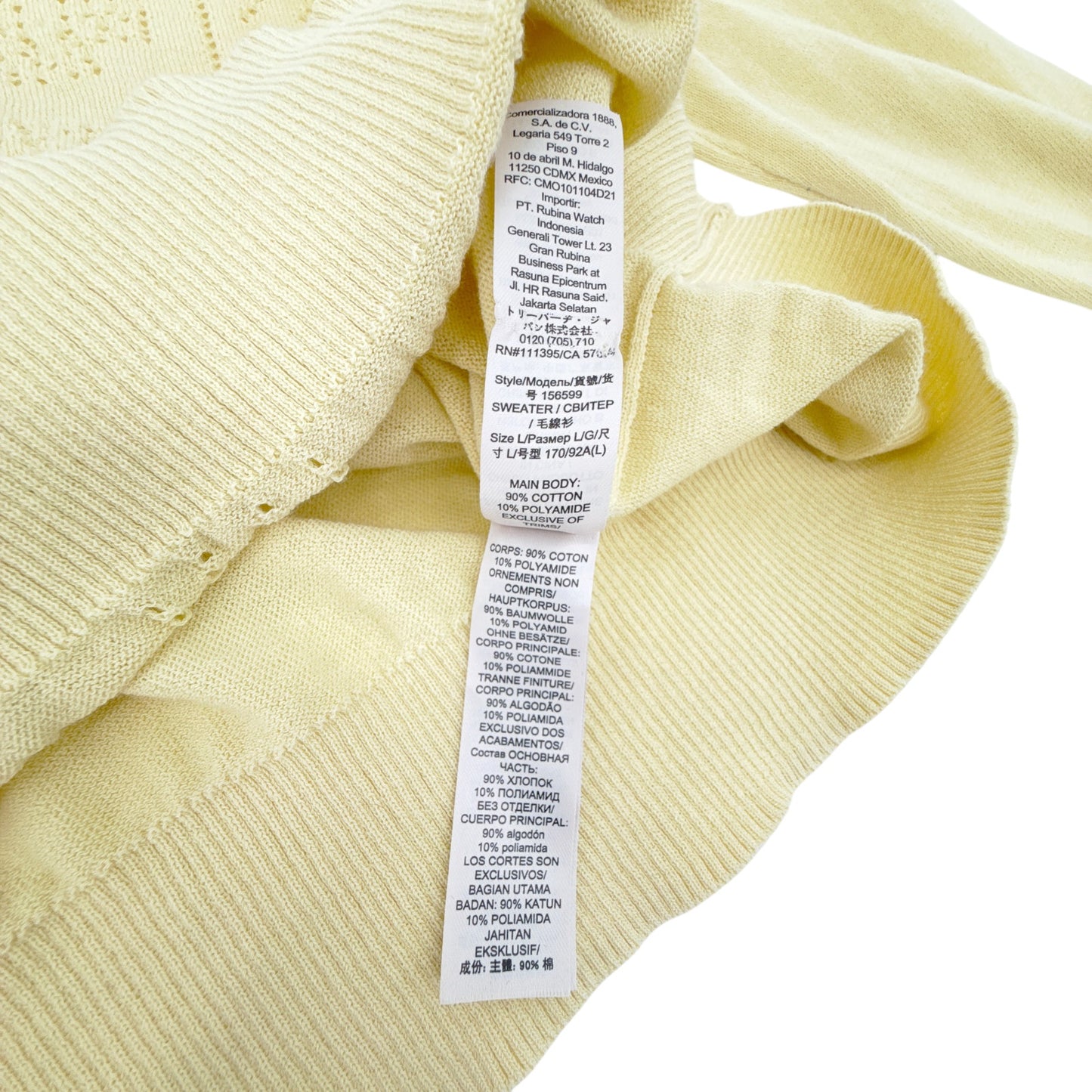 TORY BURCH Heart Pointelle Wool Collar Sweater in Sweet Butter L