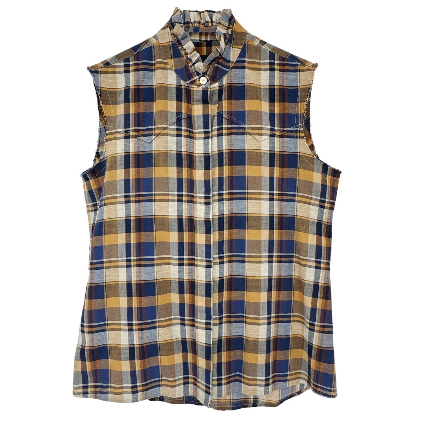 NILI LOTAN Feora Plaid Western Sleeveless Blouse S