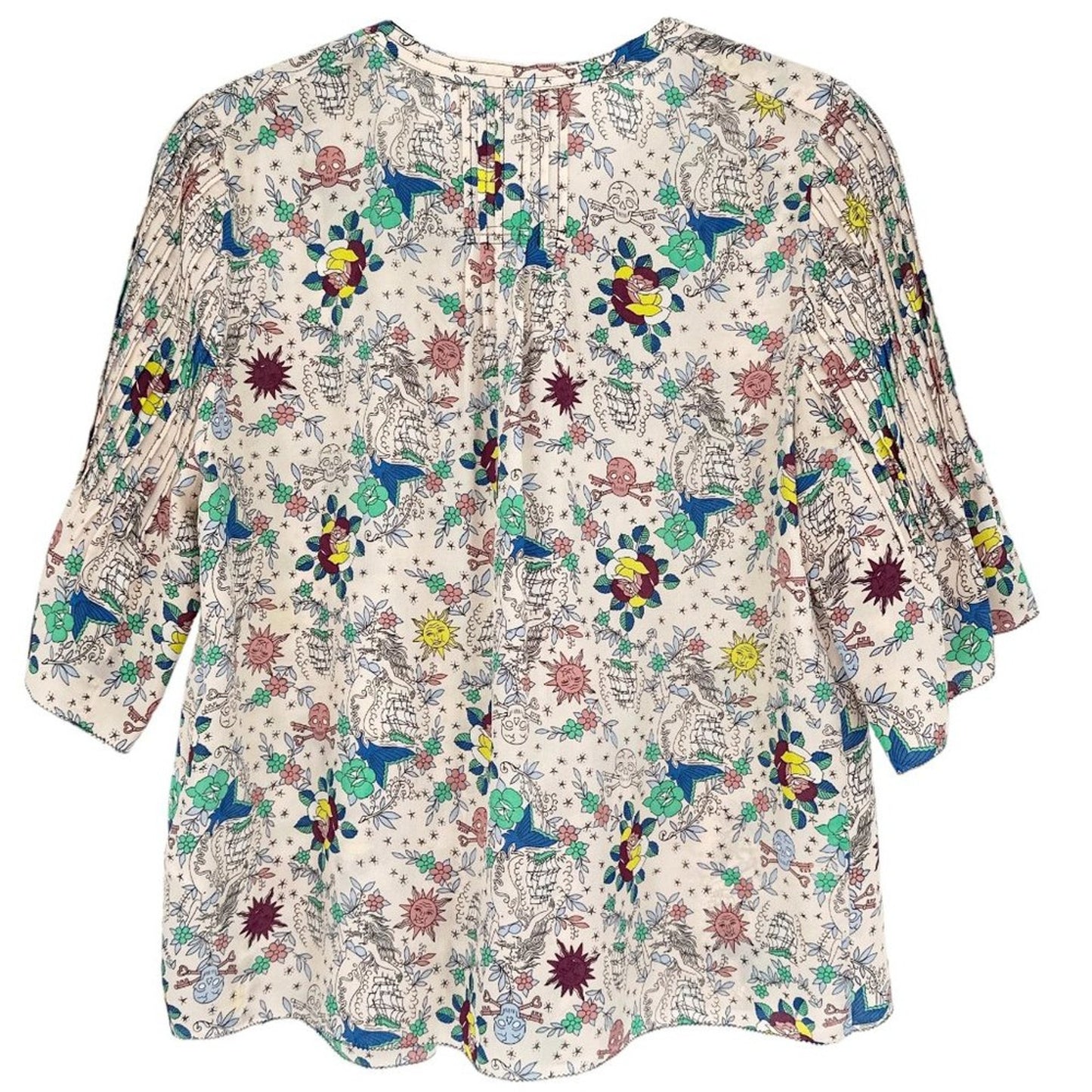 ZADIG & VOLTAIRE Thai Tattoo Silk Blouse XS