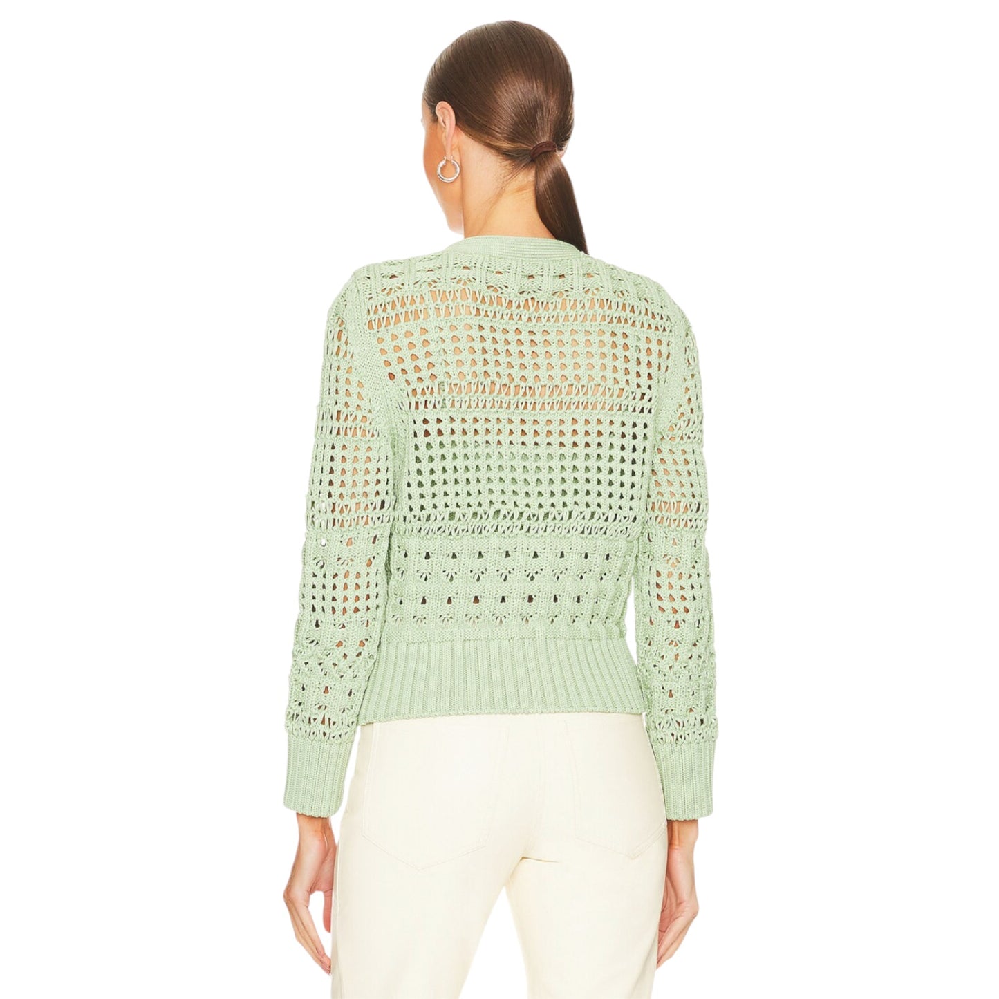 JONATHAN SIMKHAI Ambrose Crochet Cardigan in Sage S