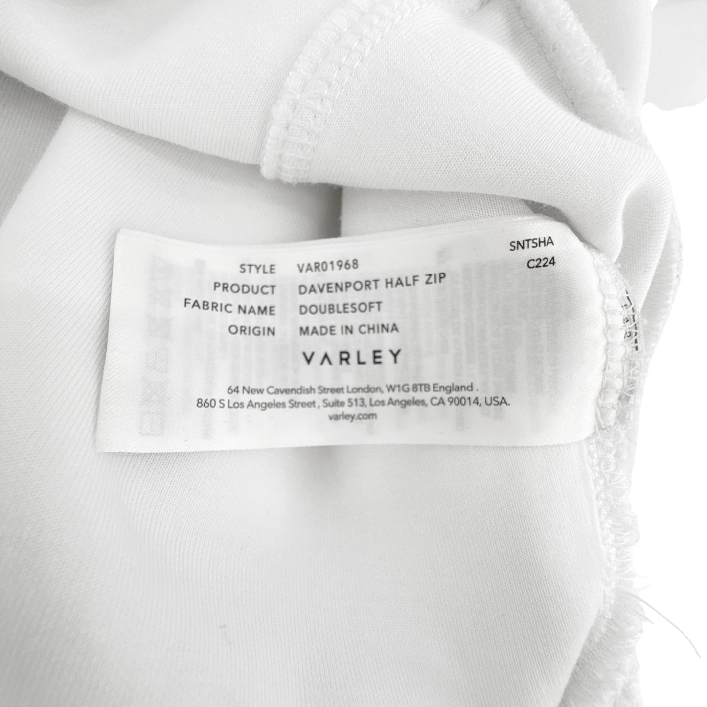 VARLEY Davenport Half Zip in White S