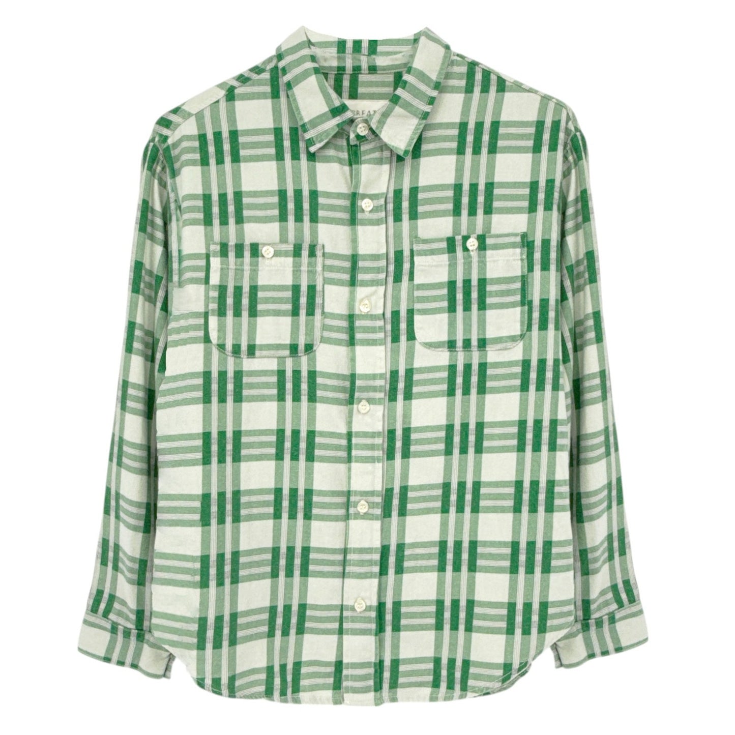 THE GREAT. The Harbor Shirt in Bright Green Pioneer Plaid 0|XS