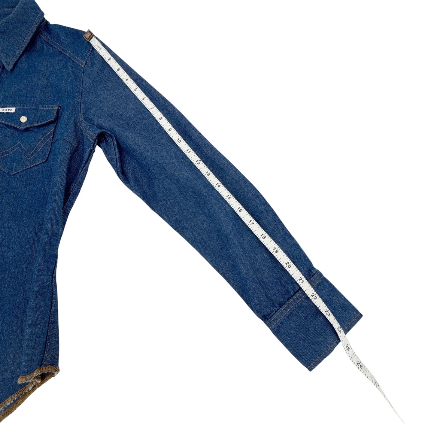STAUD + WRANGLER The Western Shirt in Dark Rinse M