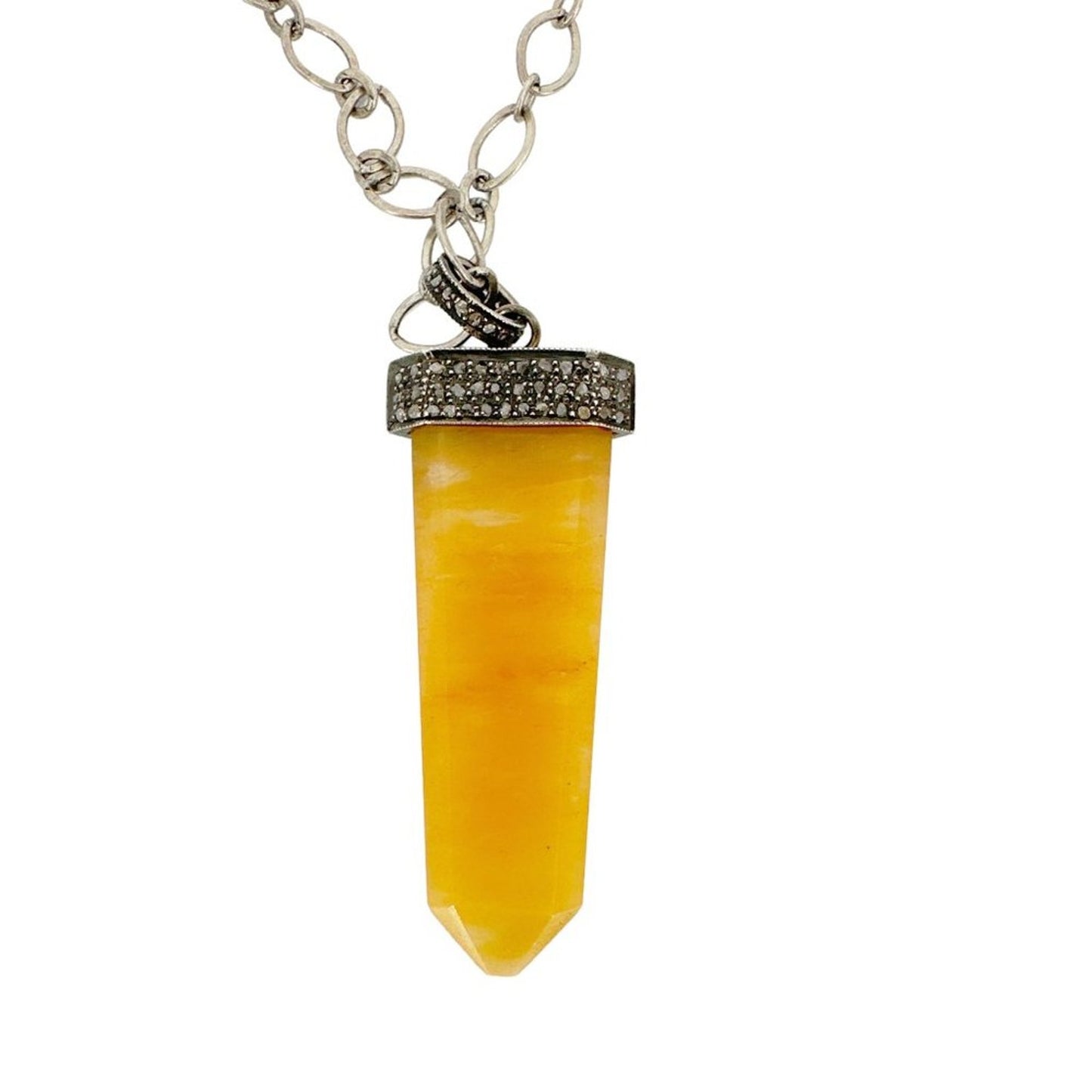 JULIE ZANCANELLI Diamond Pave Yellow Arrow Pendant