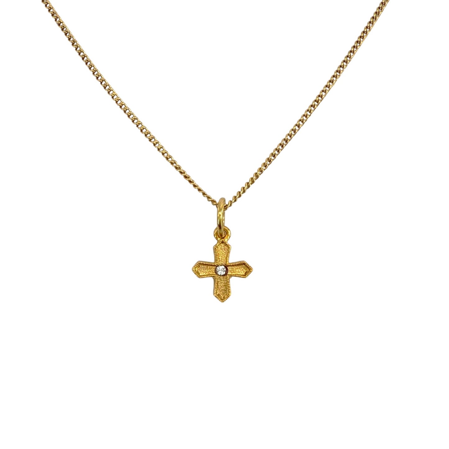 VIRGINS SAINTS & ANGELS VSA Peace Cross Charm Necklace in Gold