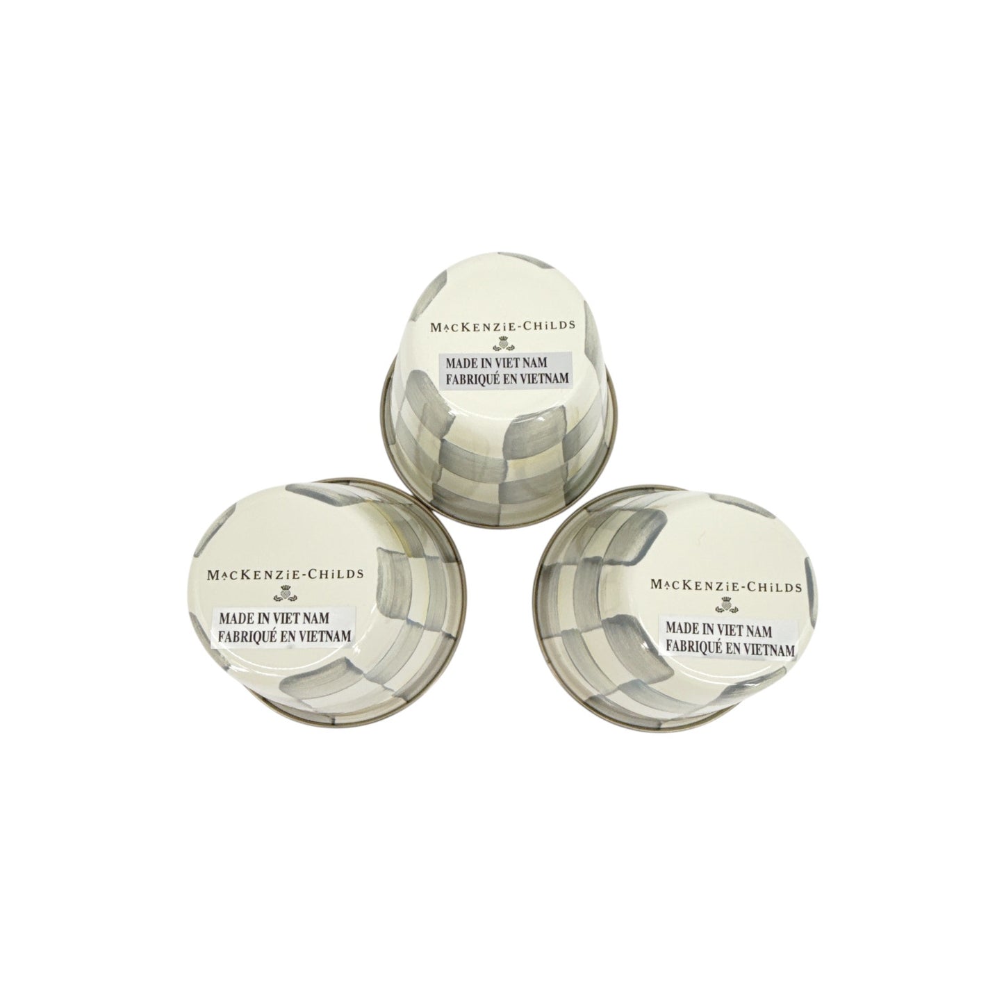 MACKENZIE-CHILDS Herb Pots in Sterling Check Set of 3