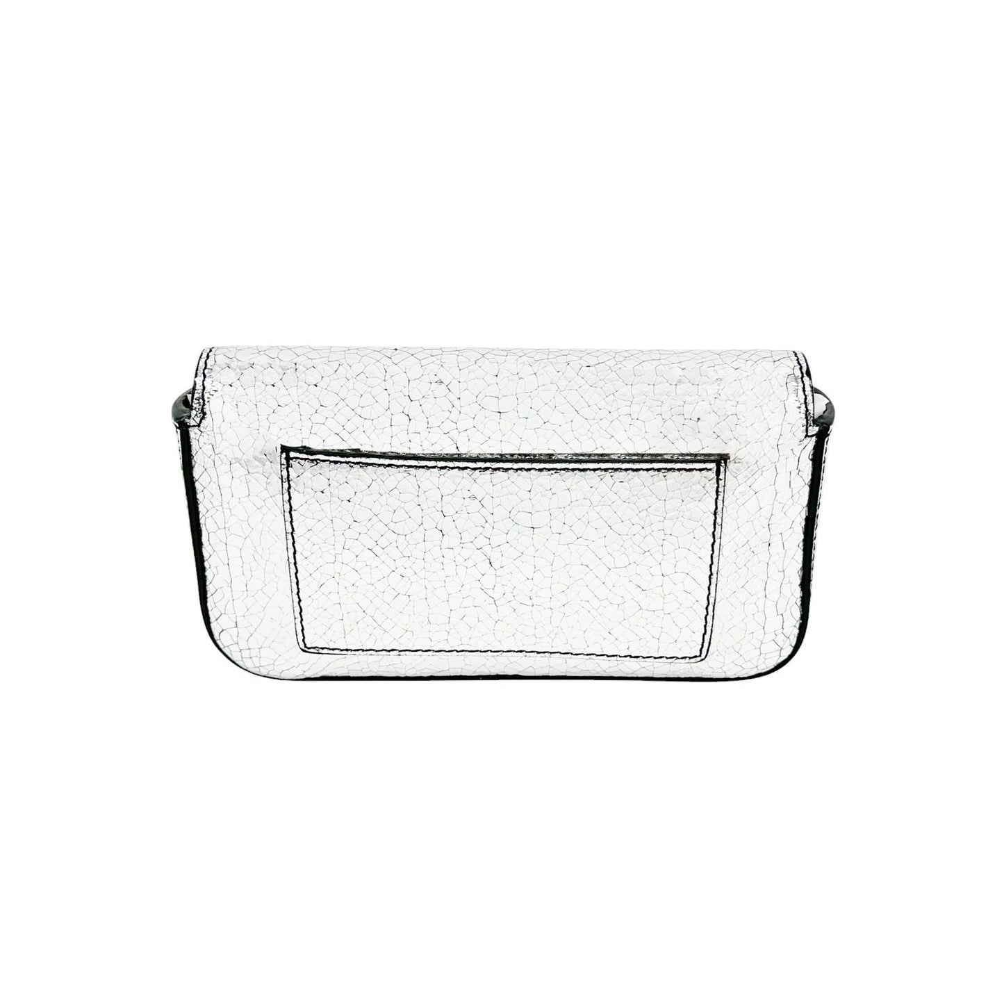 TOM FORD Shiny Leather T Clasp Mini Crossbody Bag in Crackled Silver