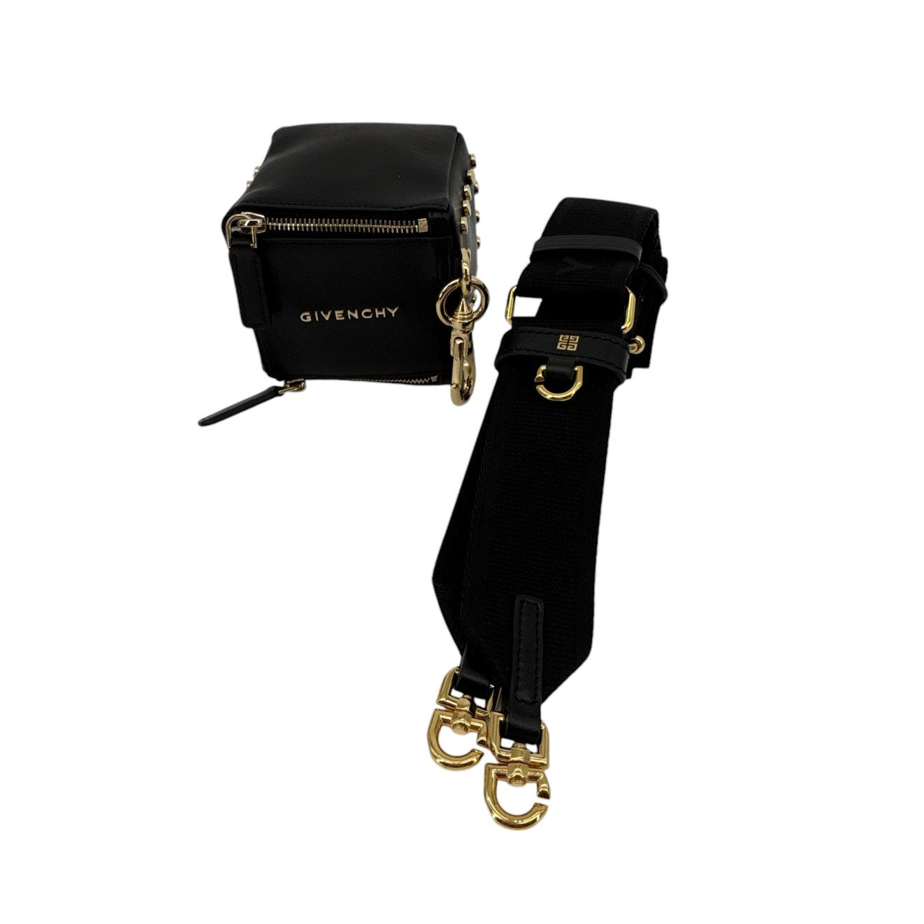 GIVENCHY Mini Pandora Cube Leather Pouch Bag with Crossbody Webbing Strap