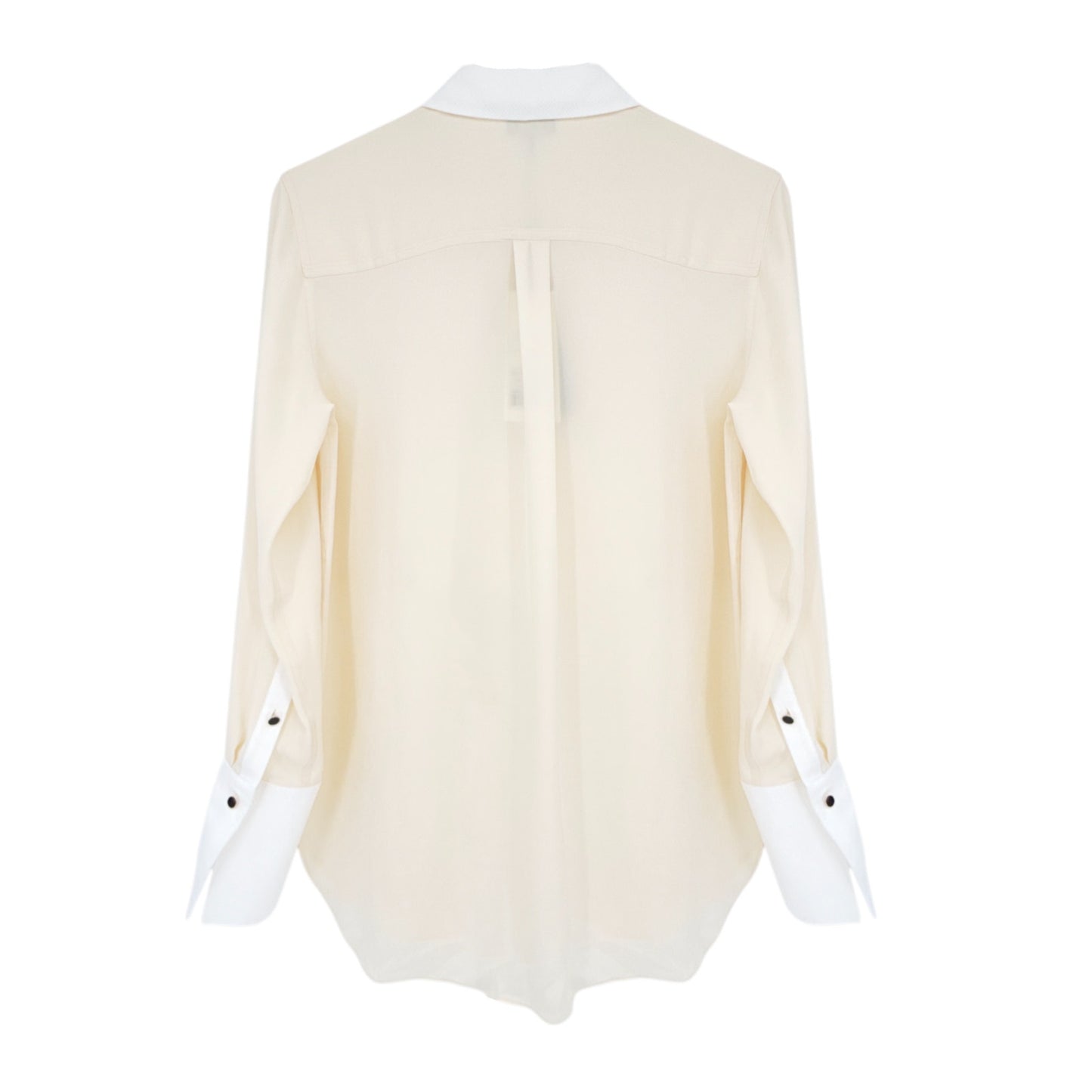 ME+EM Silk Longline Tux Shirt in Cream & Soft White UK6|US2|XS