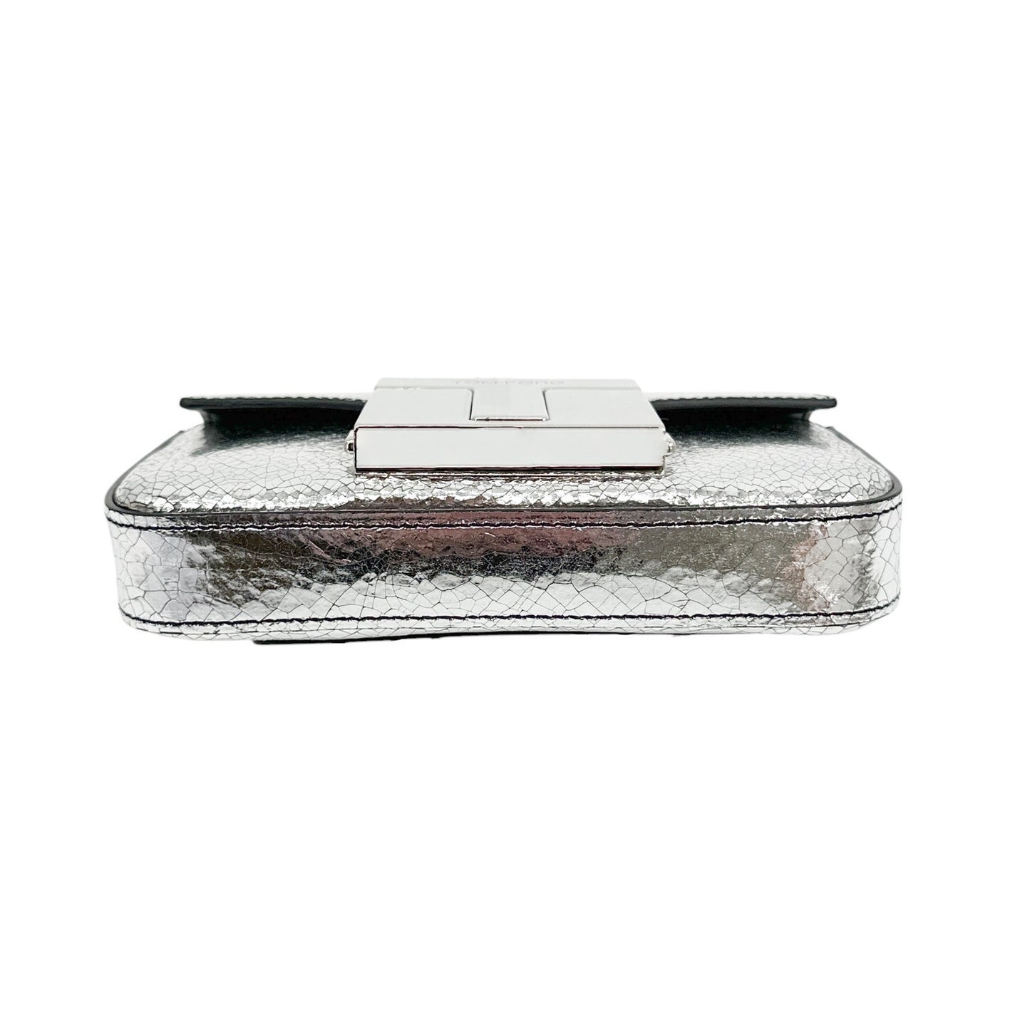 TOM FORD Shiny T Clasp Mini Crossbody Bag in Silver