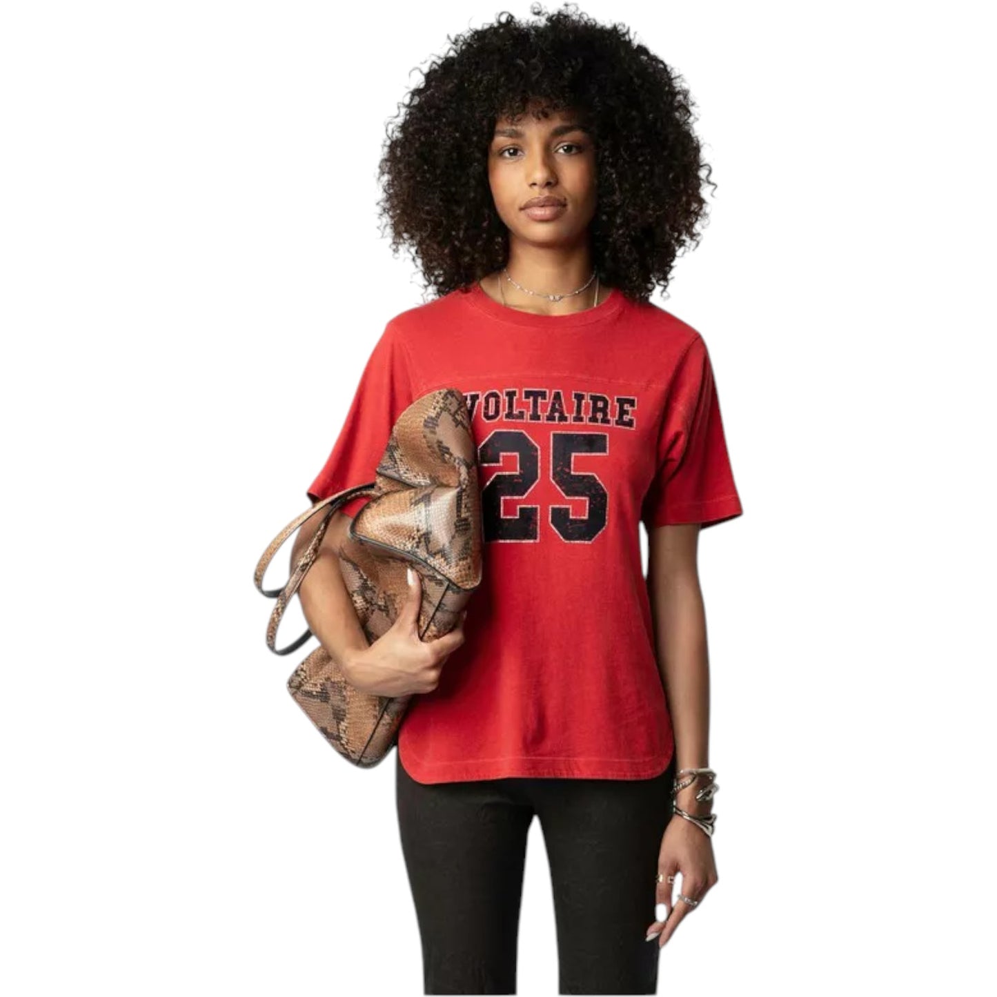 ZADIG & VOLTAIRE Bow Embellished Tee in Red S