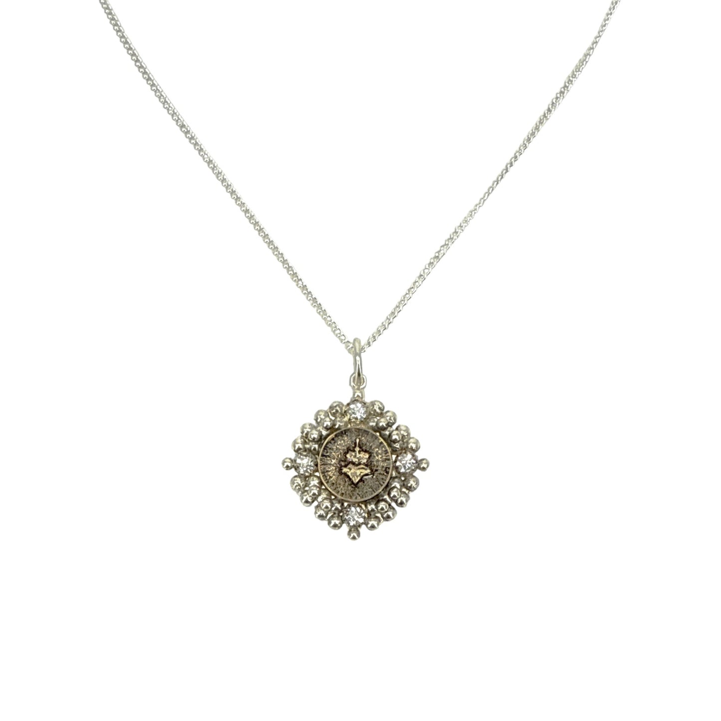 VIRGINS SAINTS & ANGELS VSA Petite Cloister Charm Sacred Heart Necklace in Silver