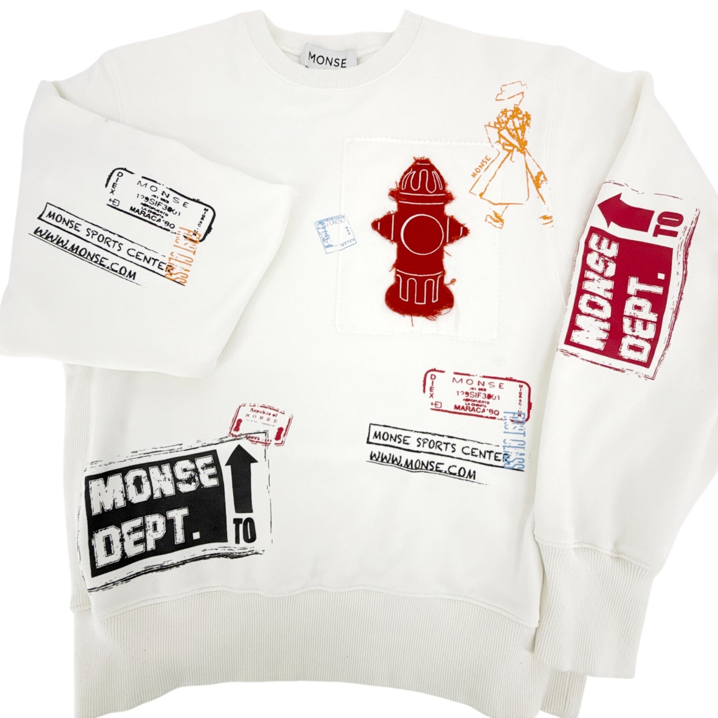 MONSE Scrapbook Patch Sweatshirt in Ivory XS