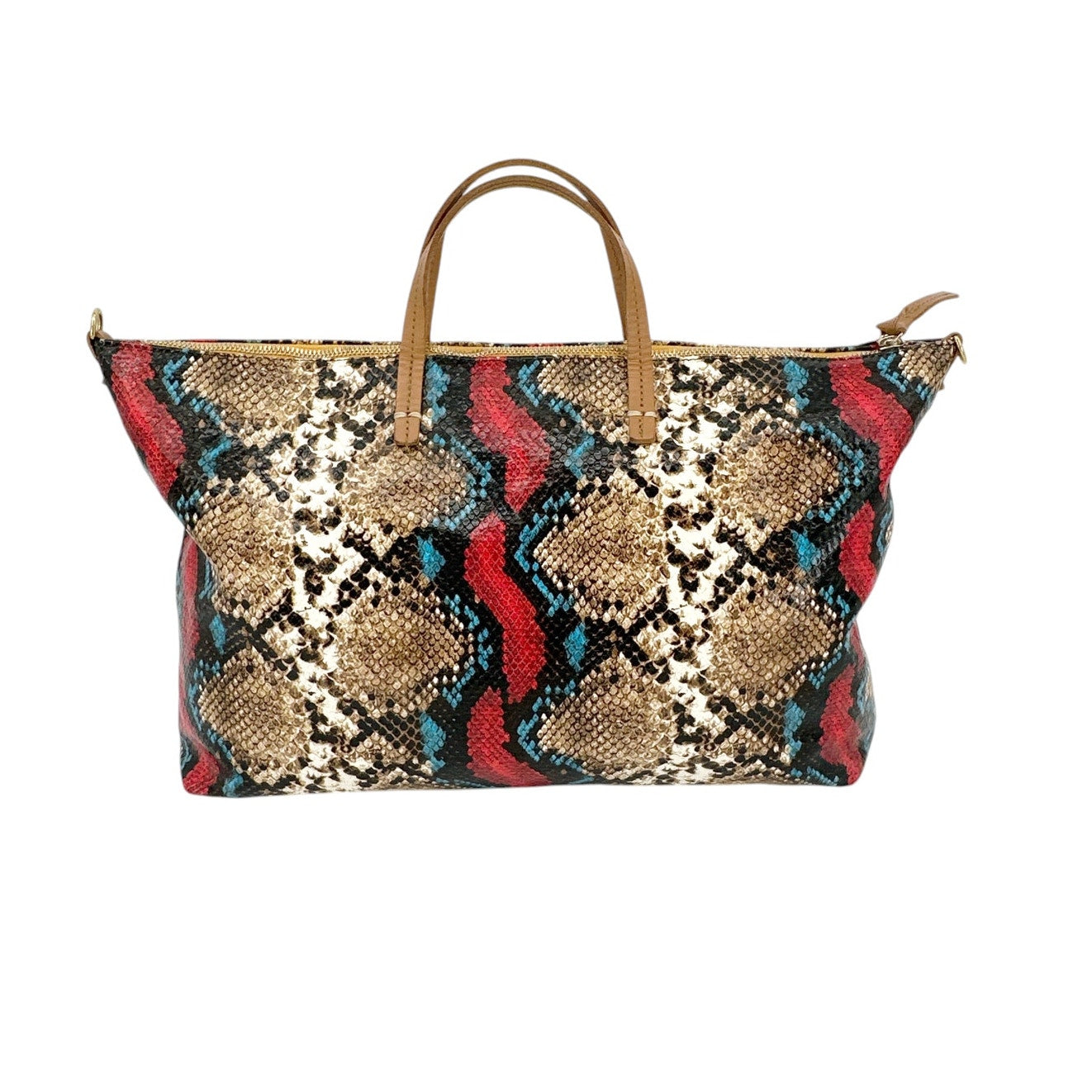 CLARE V. Attache Tote in Garden Snake with Additional Strap
