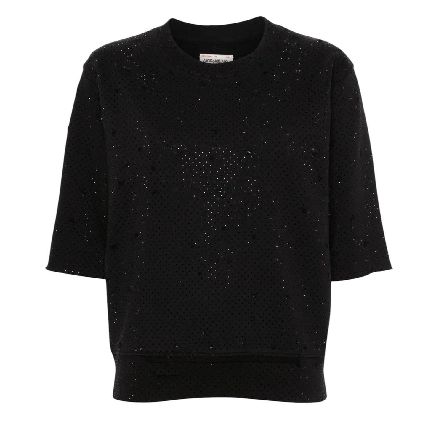 ZADIG & VOLTAIRE Edmond MO Destroy Strass Rhinestone T-Shirt XS/S