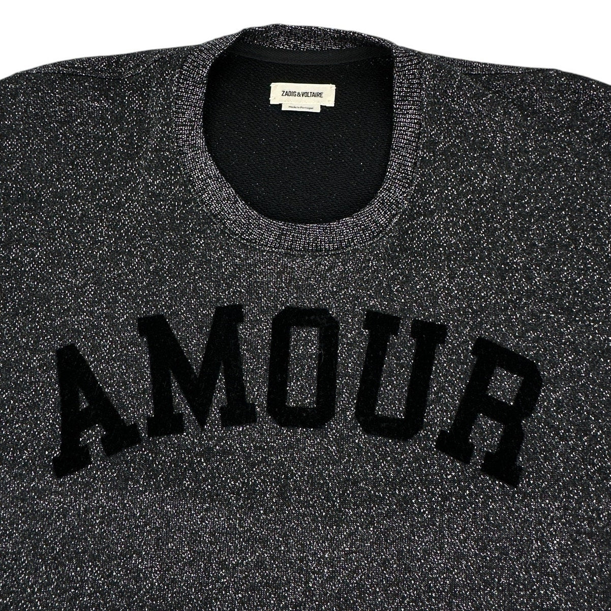 ZADIG & VOLTAIRE Portland Amour Glitter Top in Black XS