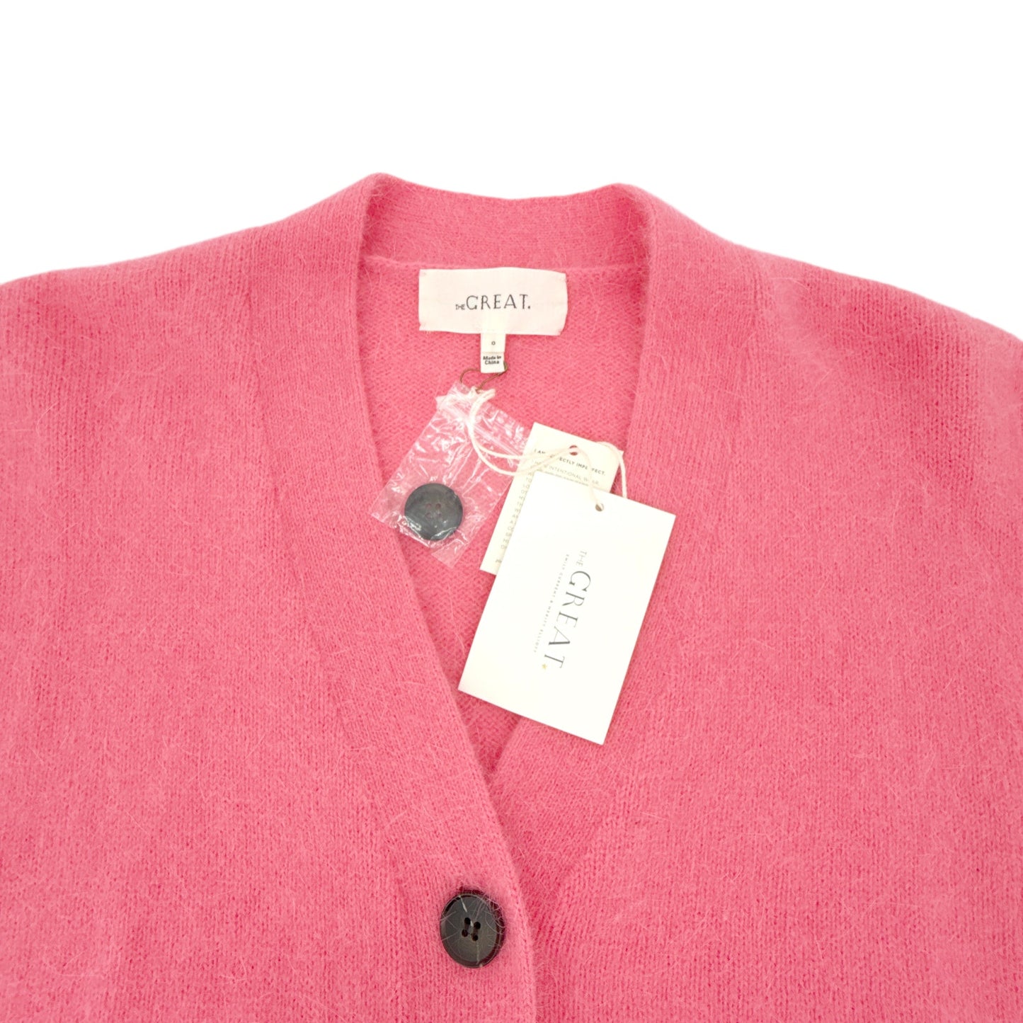 THE GREAT. The Fluffy Slouch Cardigan in Cherry Blossom 0|XS